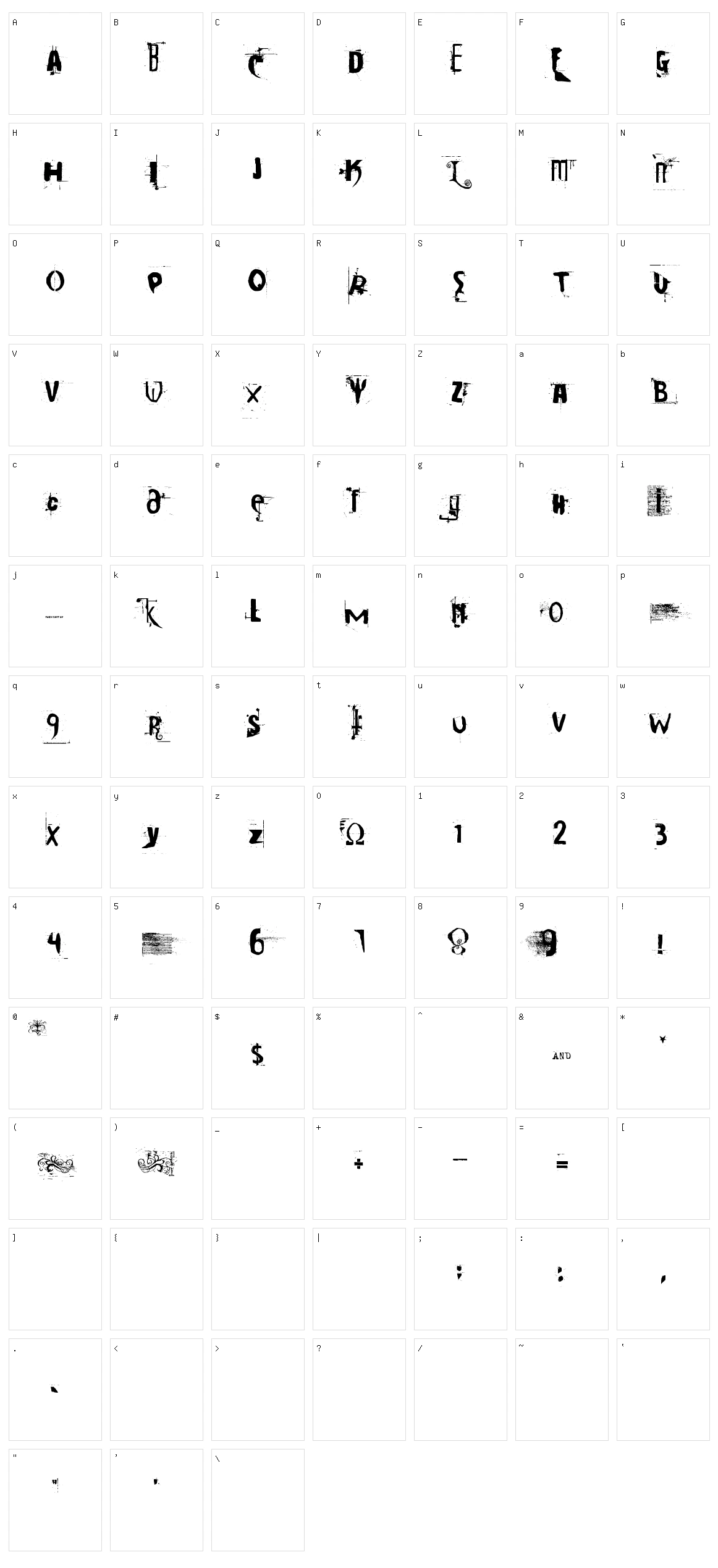 Cocaine Sans Character Set