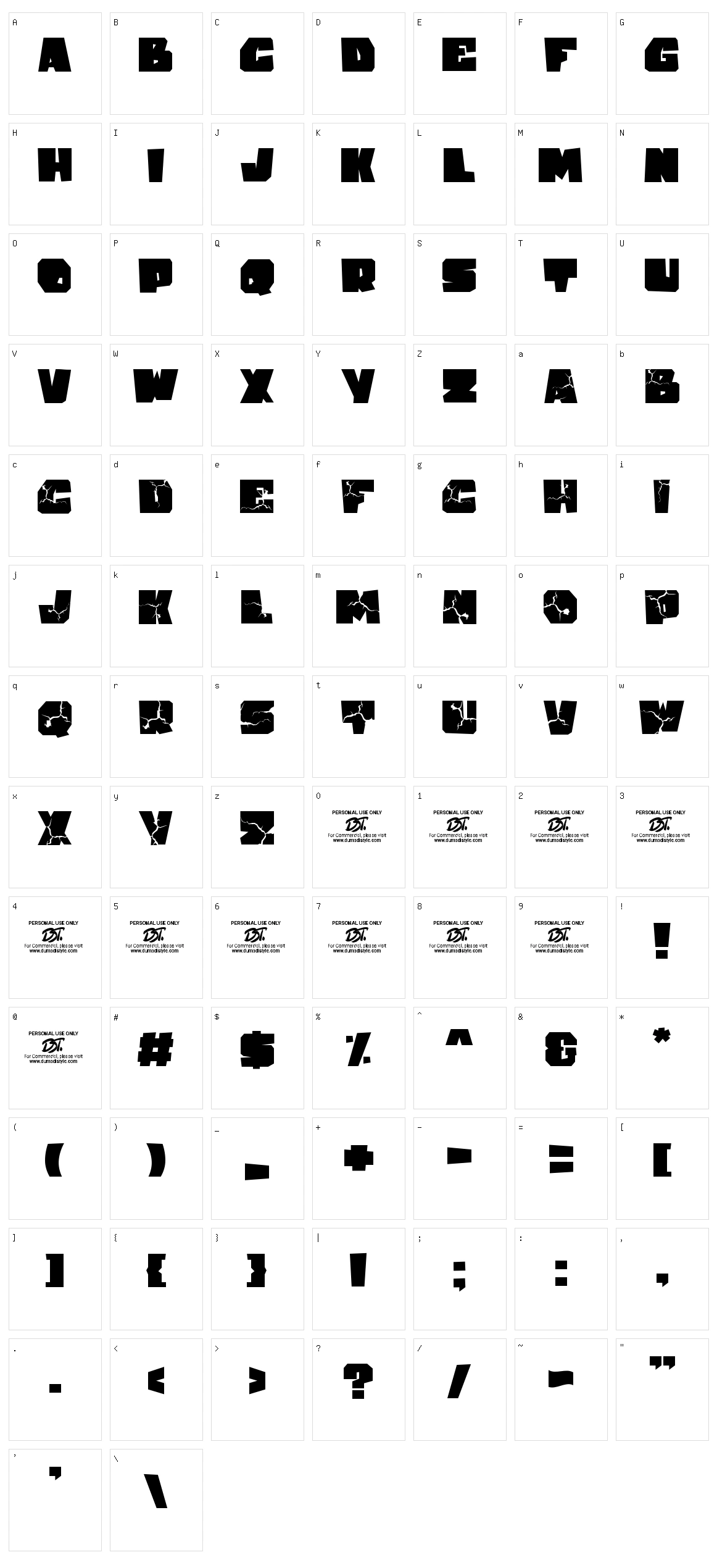 Cracked Stone Character Set