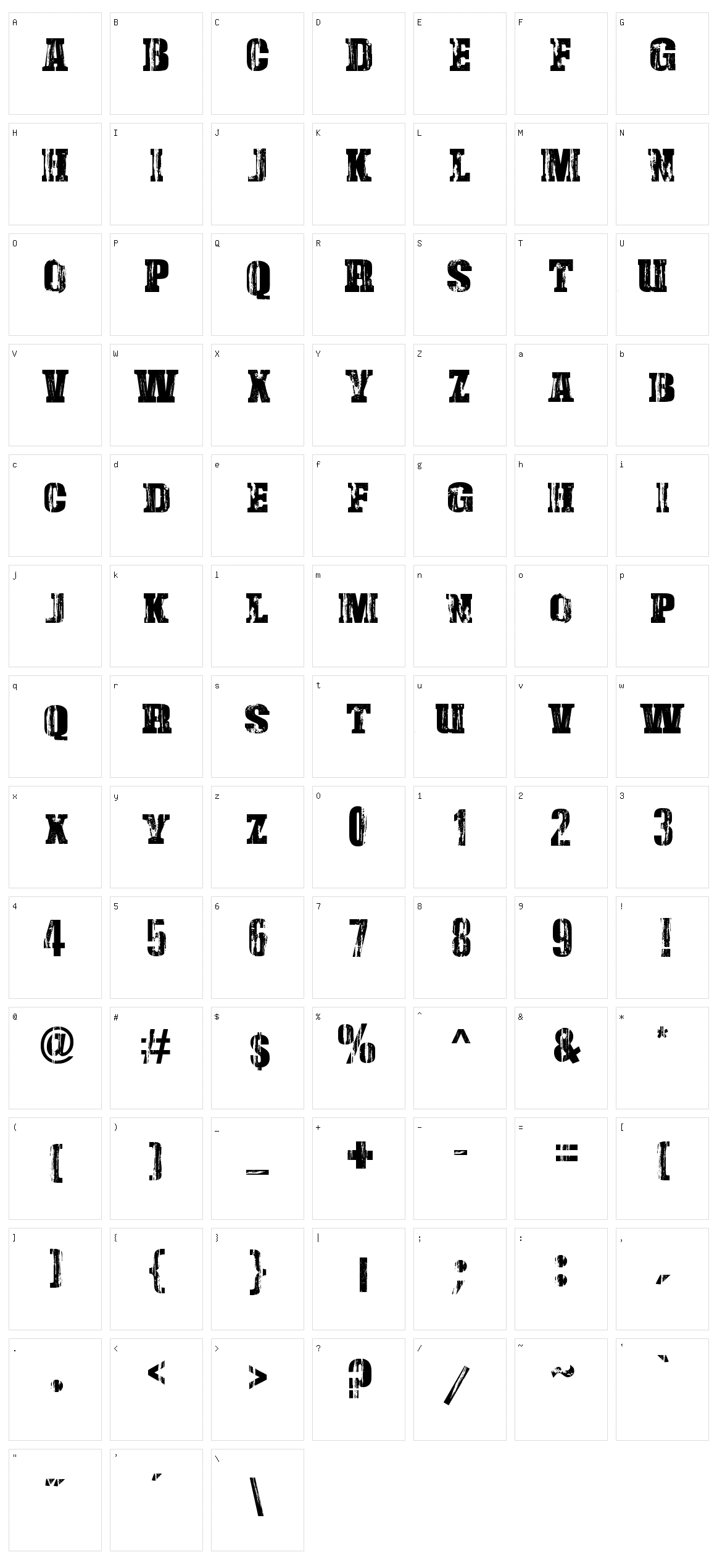 Damaged Serif Character Set