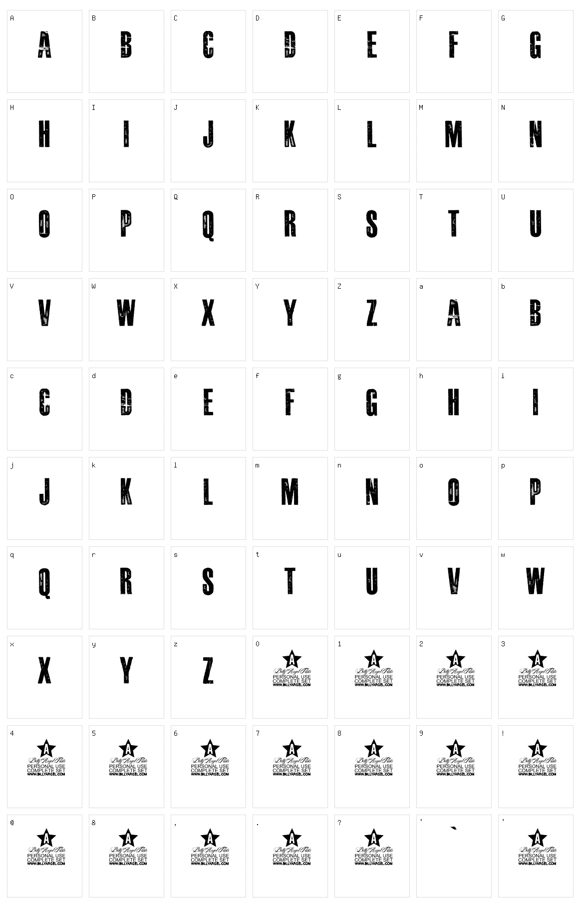Damageplan Character Set