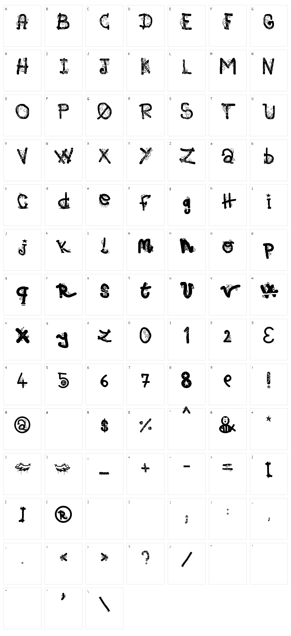 AfGiHmtV Character Set