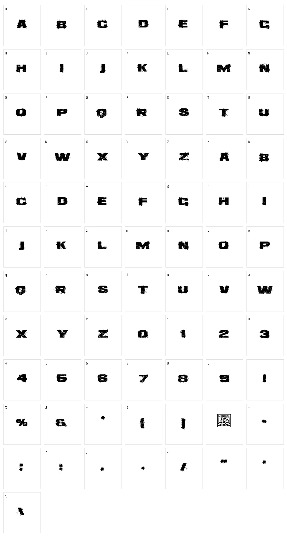 Dirtee Box Character Set