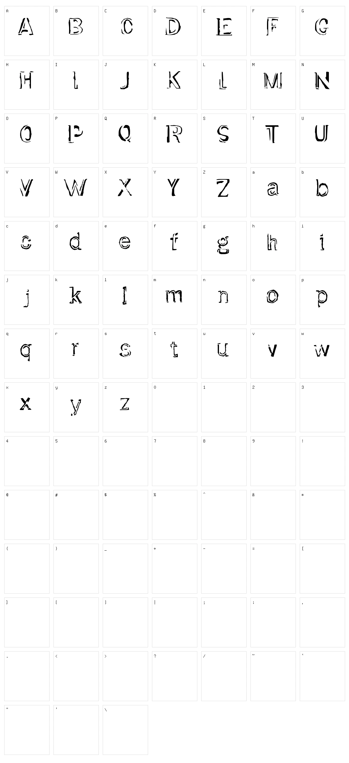 Dirtfont Character Set