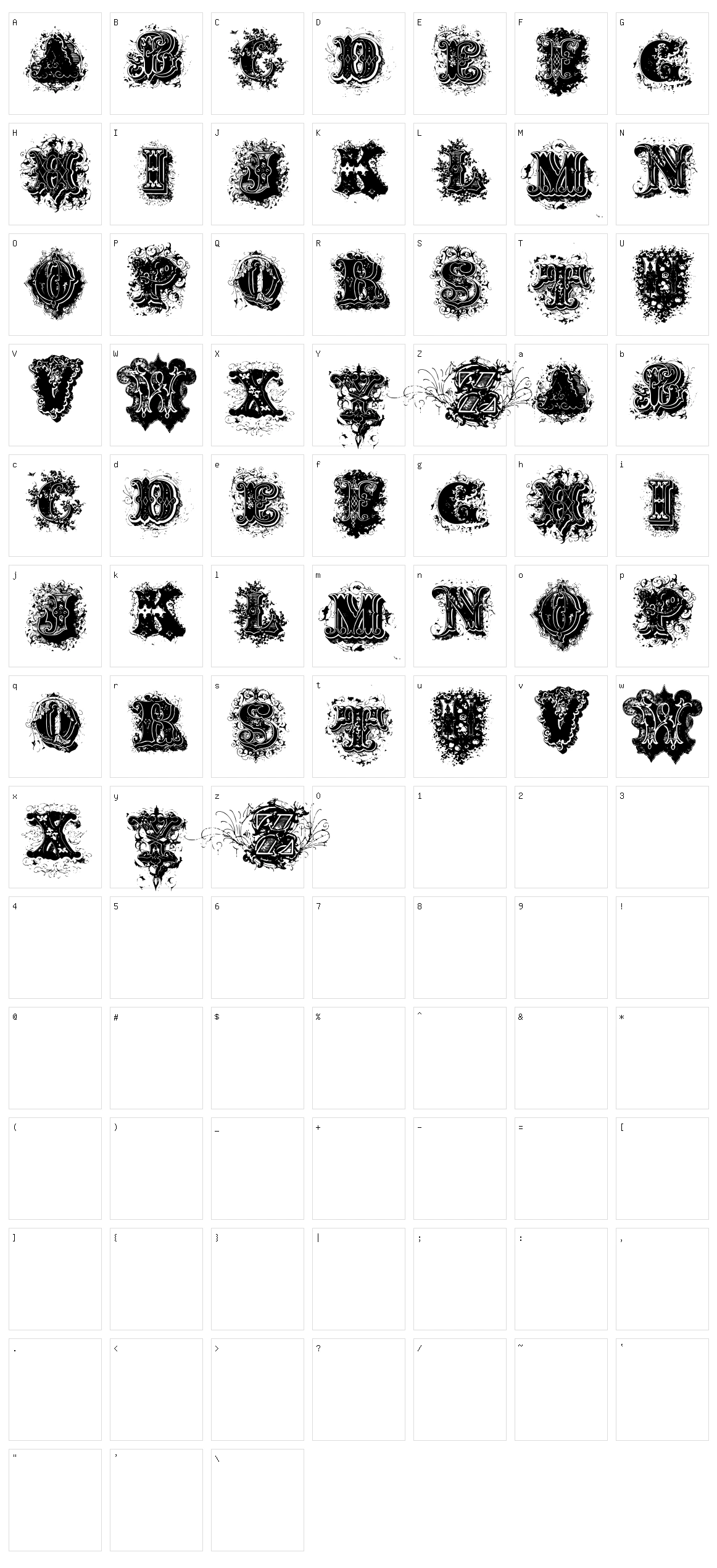 Dirty Ames Character Set