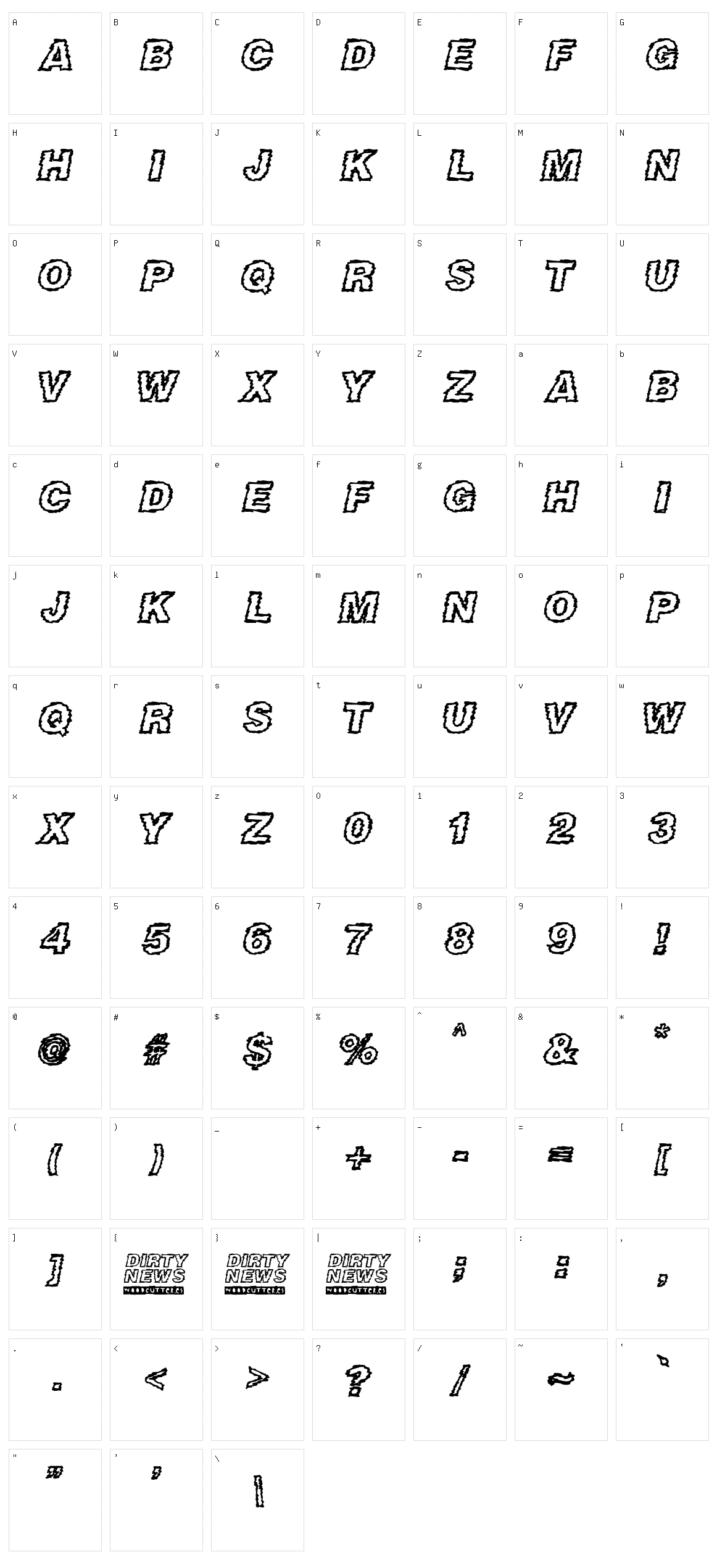 Dirty News Character Set