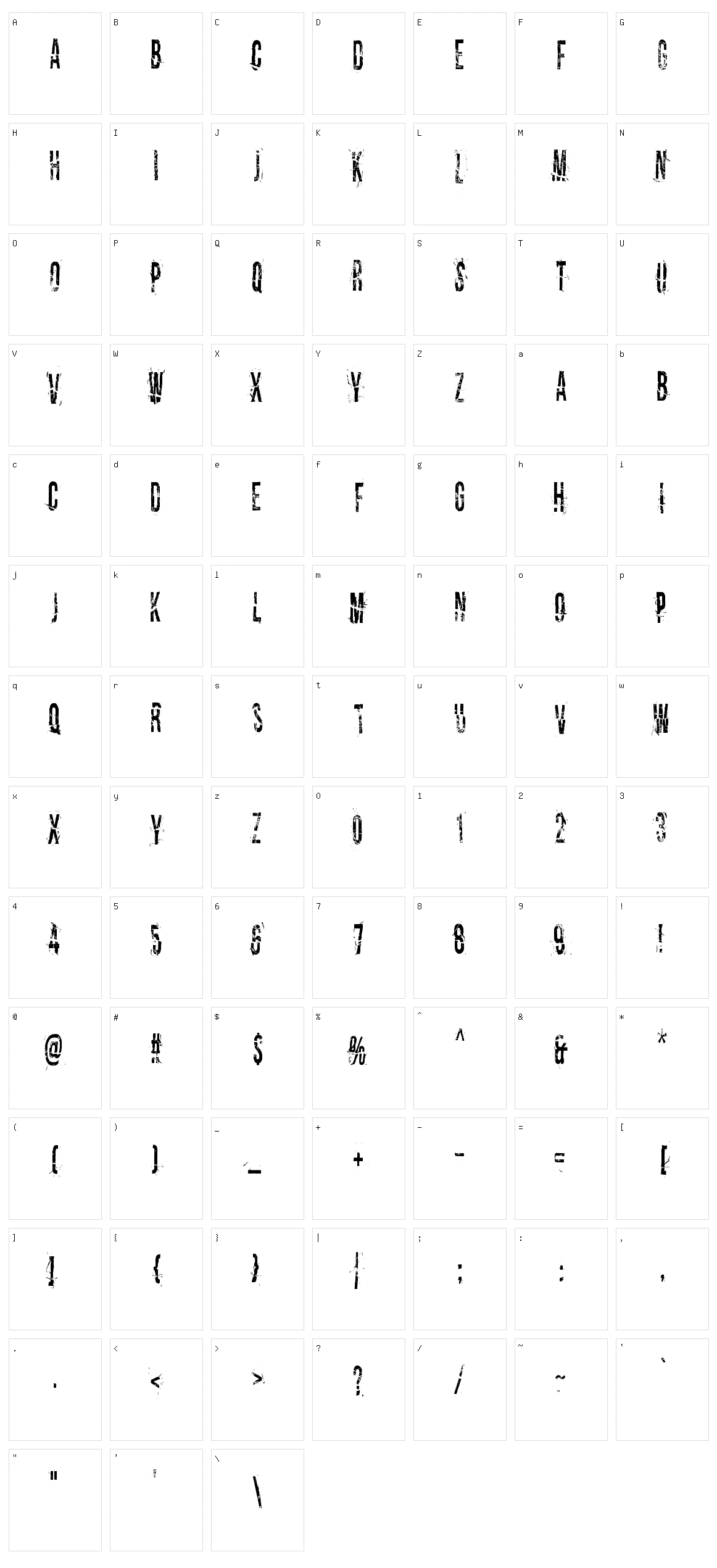 Dirty Old Town Character Set