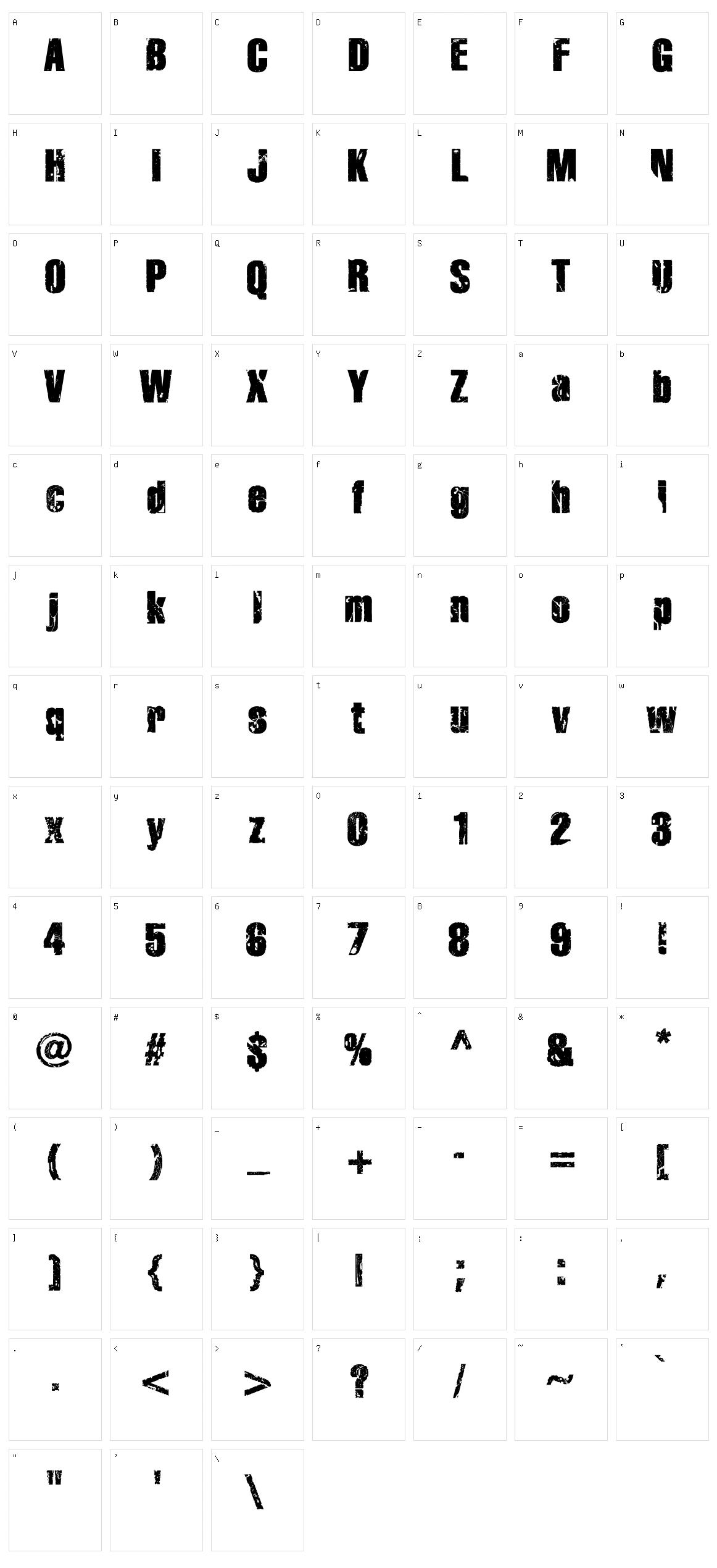 Disintegration Character Set