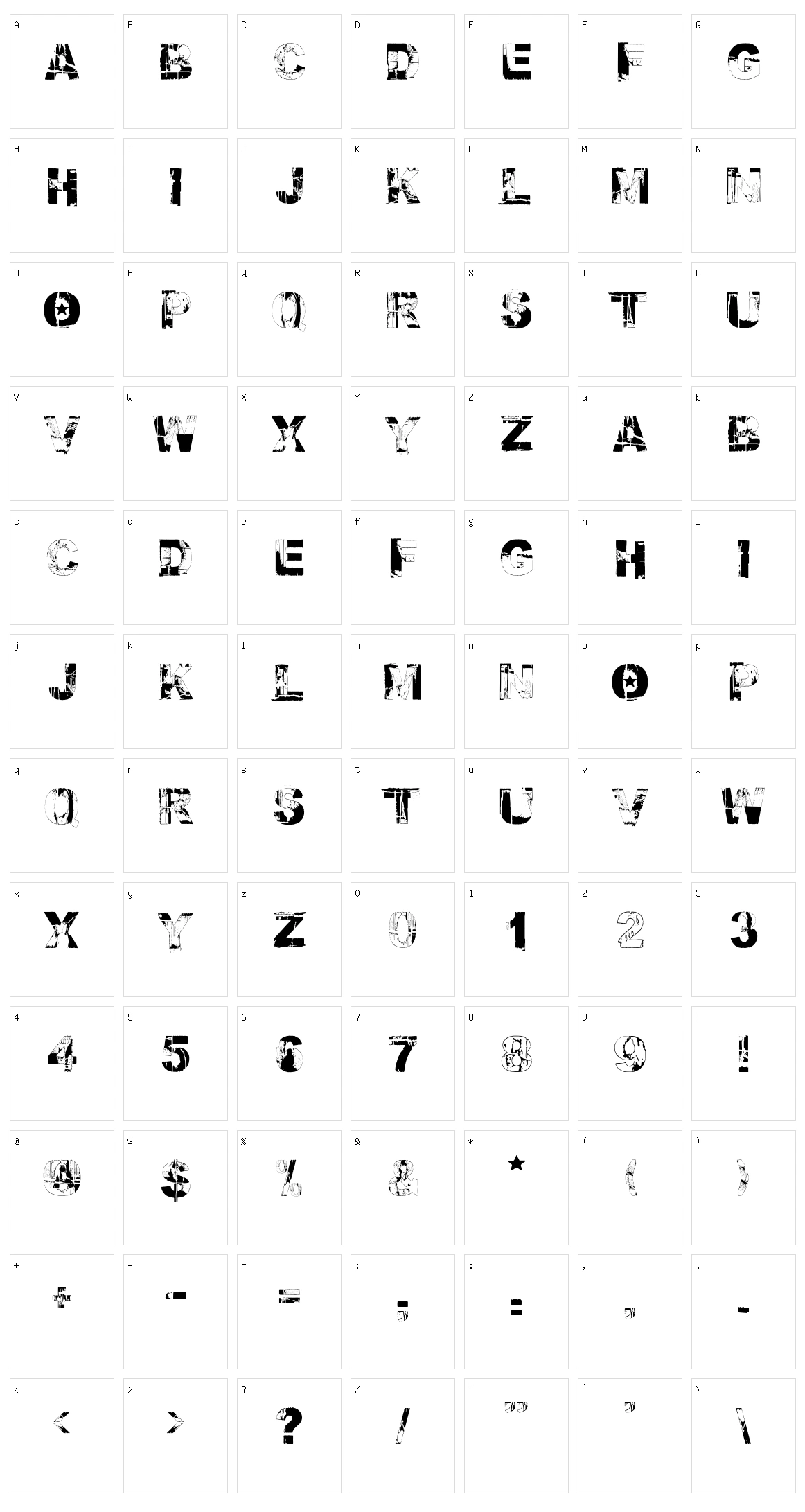 Fallout Font Character Set