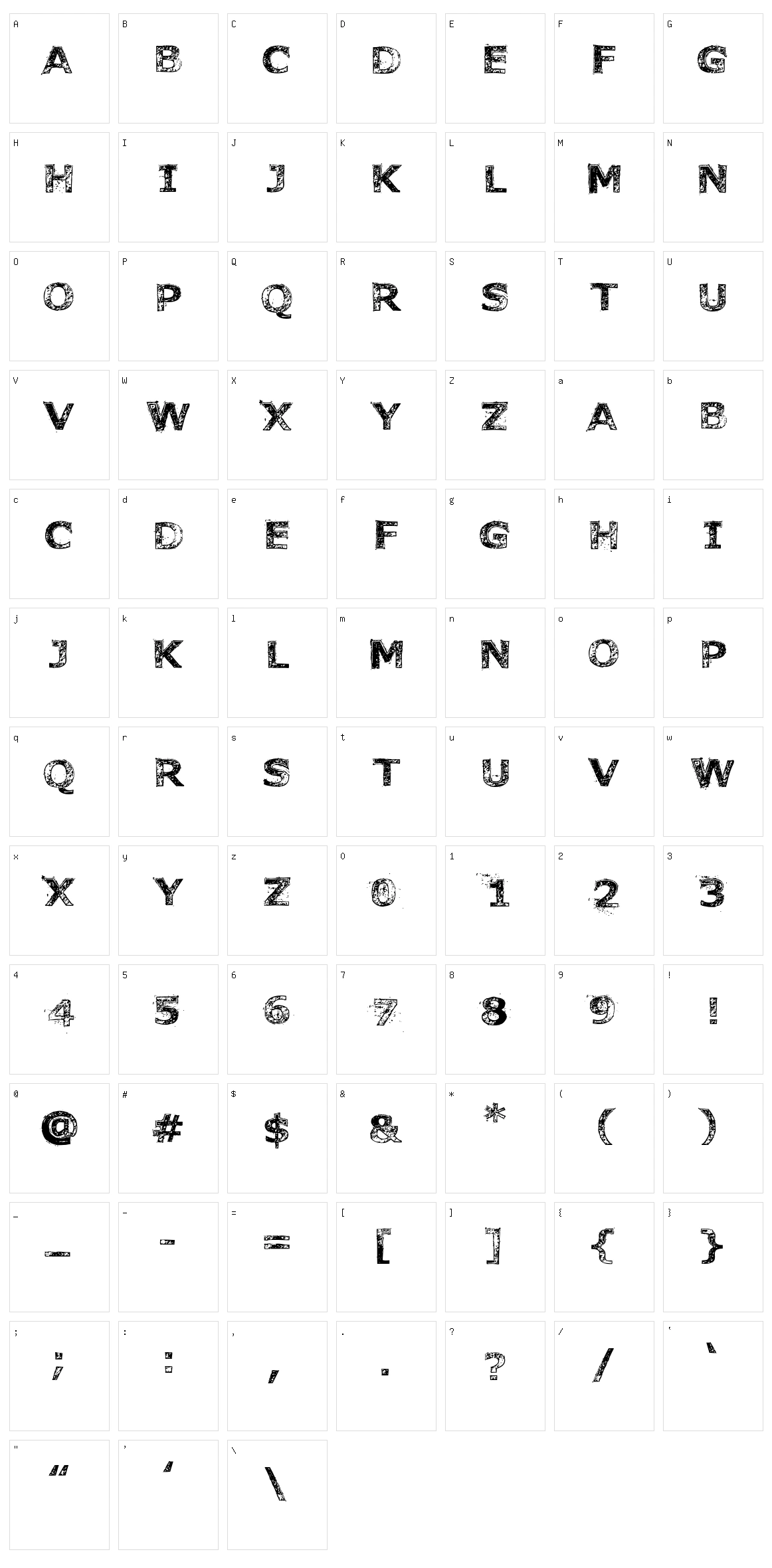 Font to a Chainsaw Character Set
