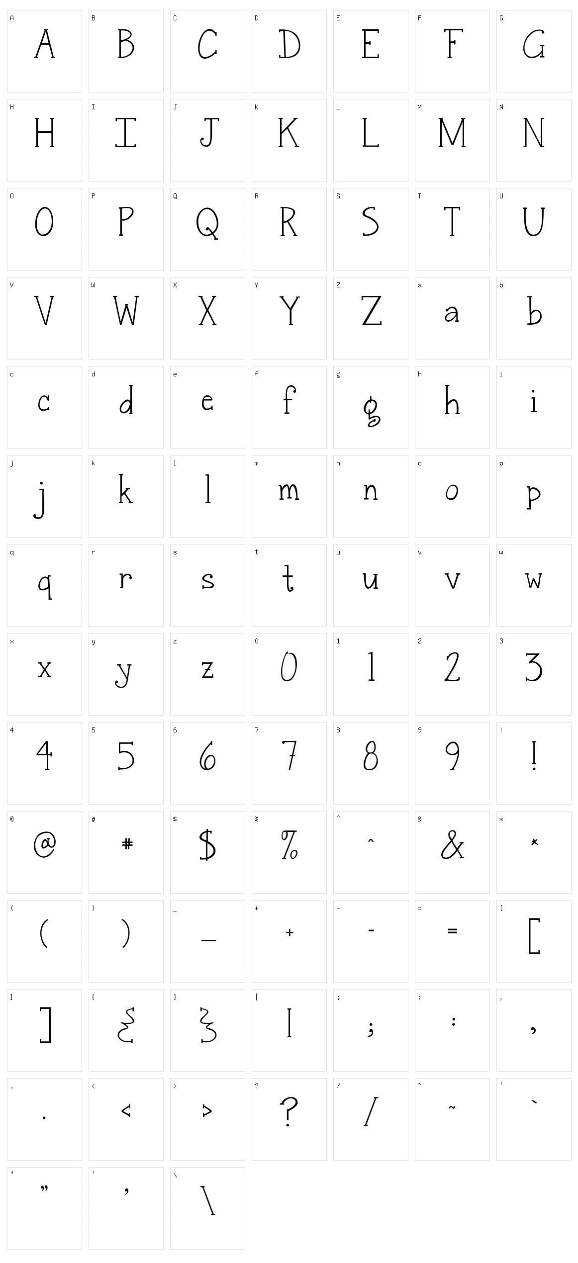 Janda Snickerdoodle Serif Character Set