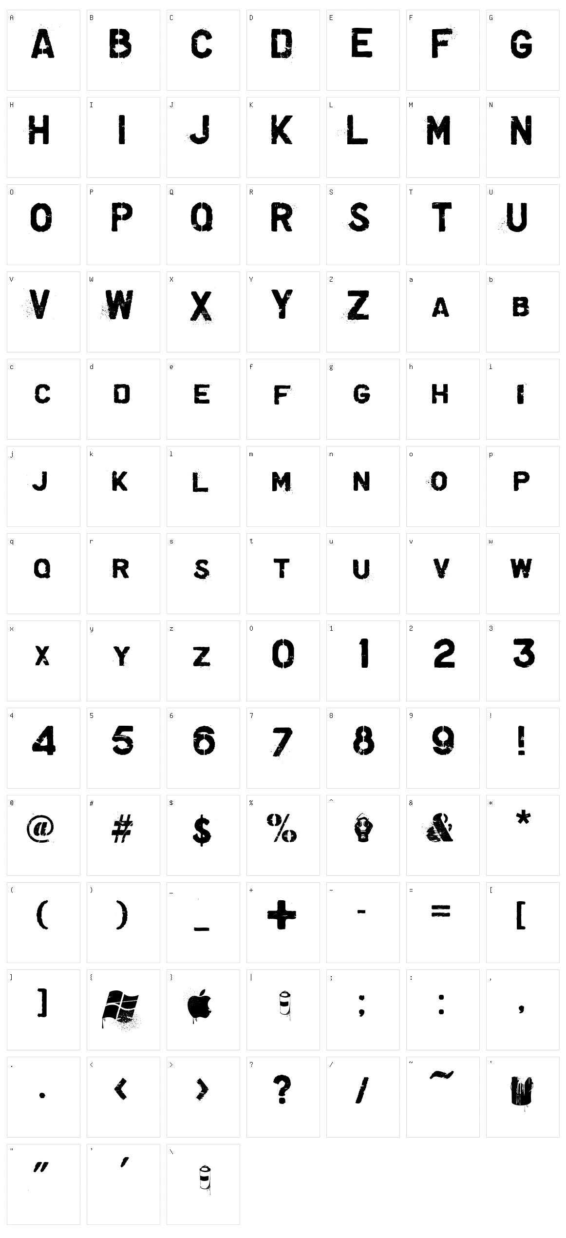 Graffiare Character Set