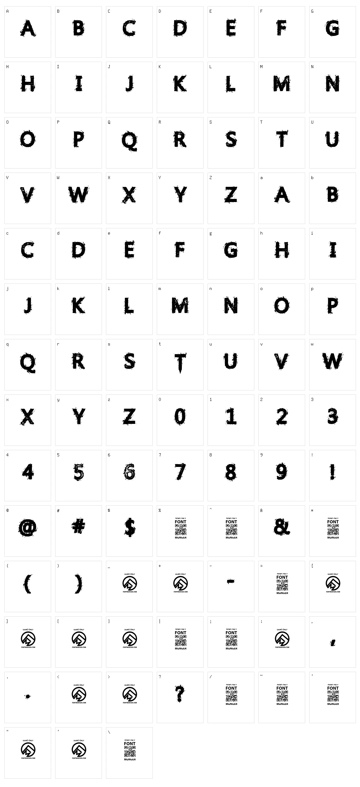 Gristled Font Character Set