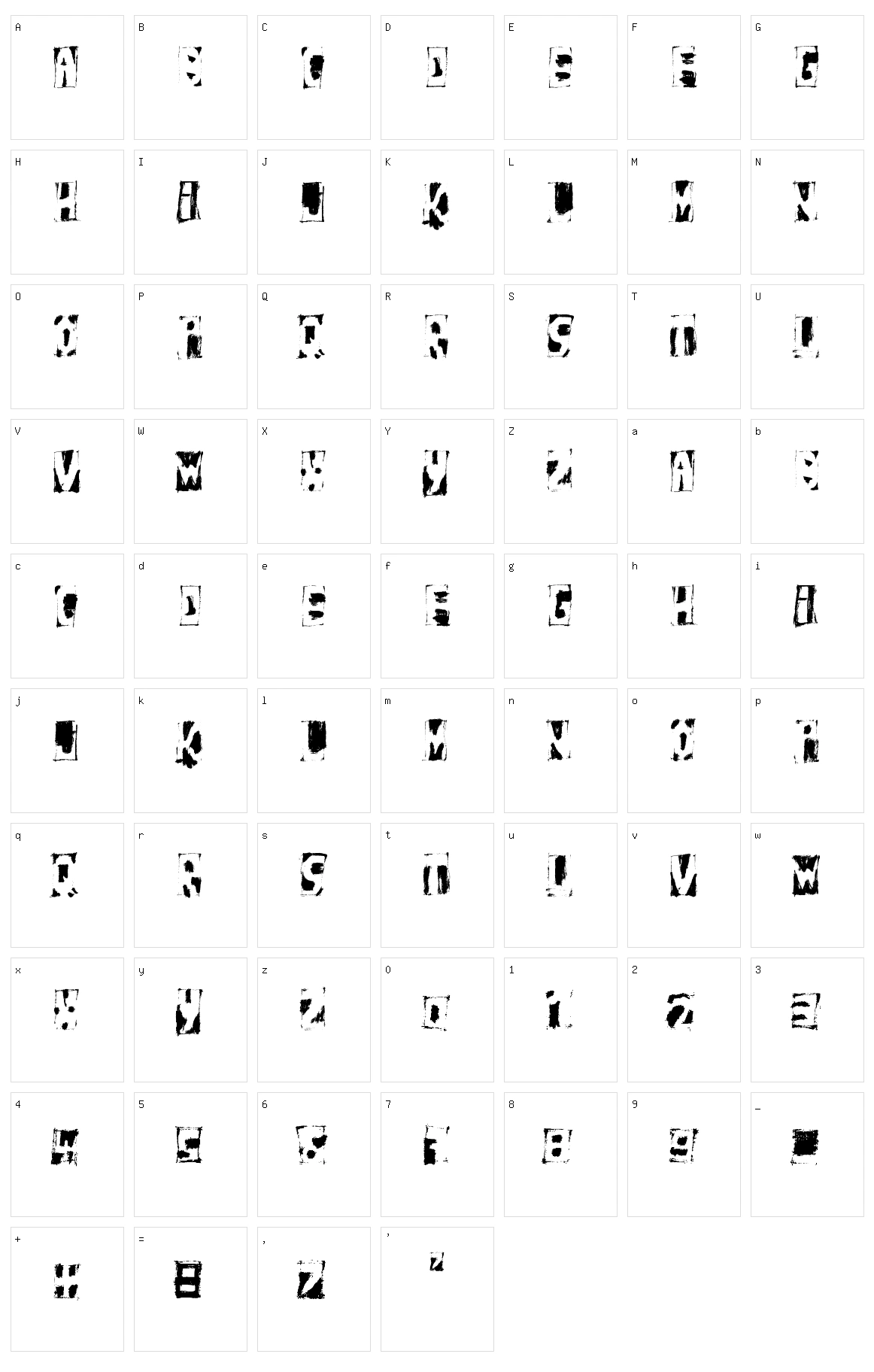 HandNegativ Character Set