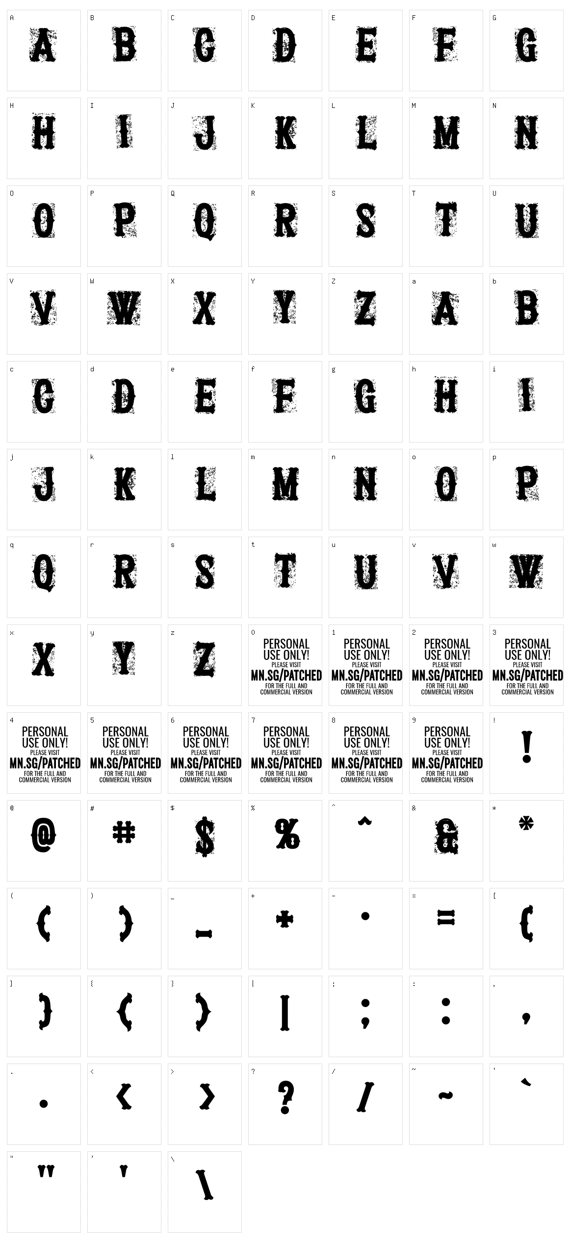 Hangaround Character Set