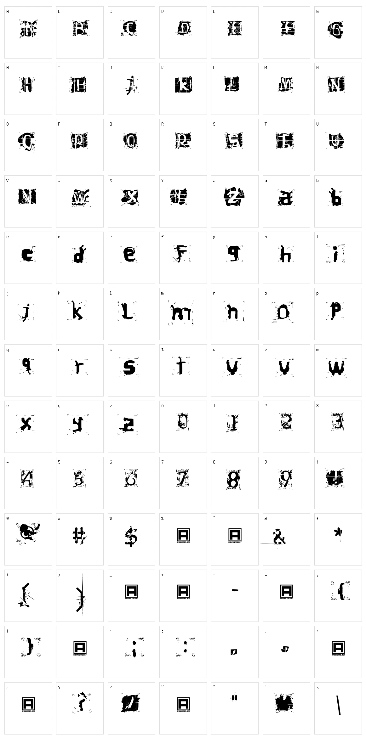 Hiroformica Character Set
