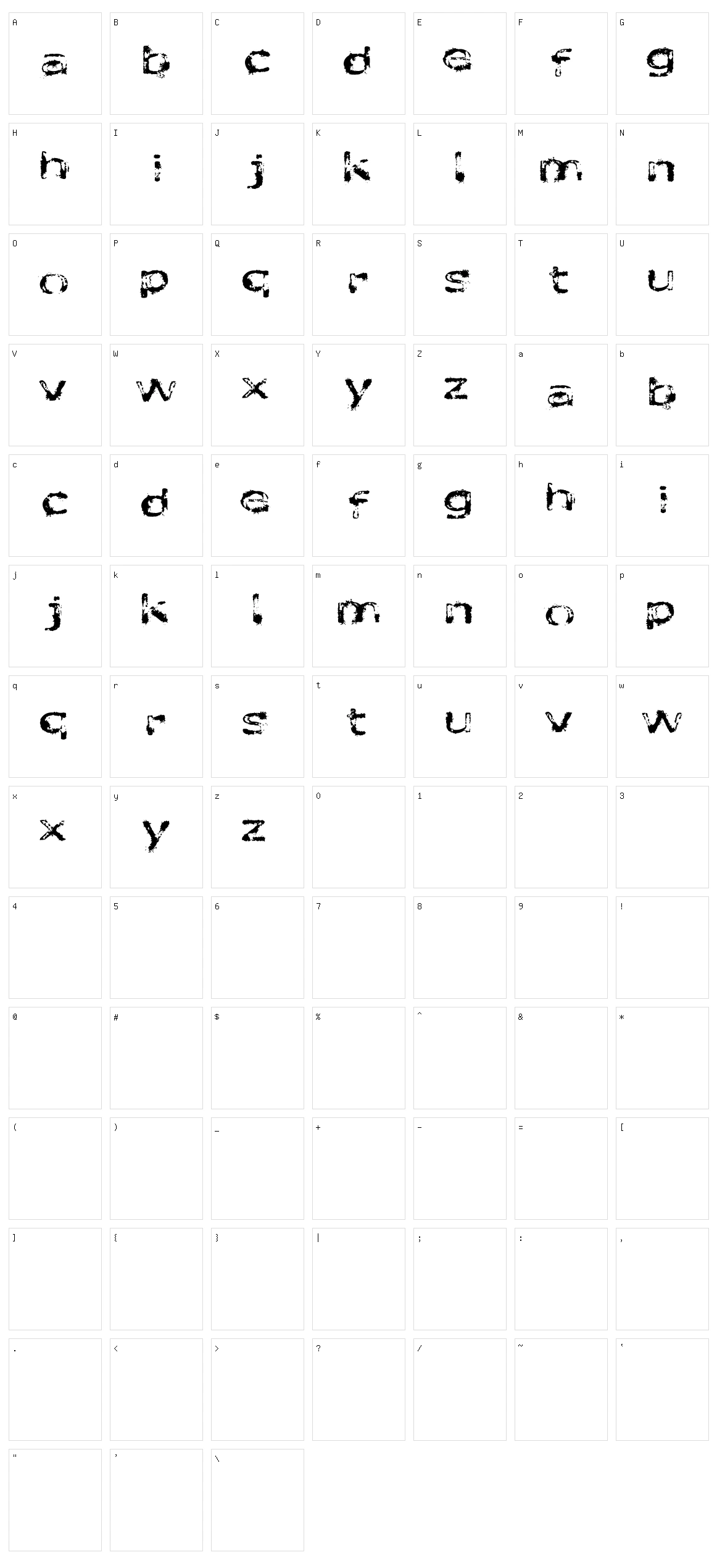 Like fonts in the rain Character Set