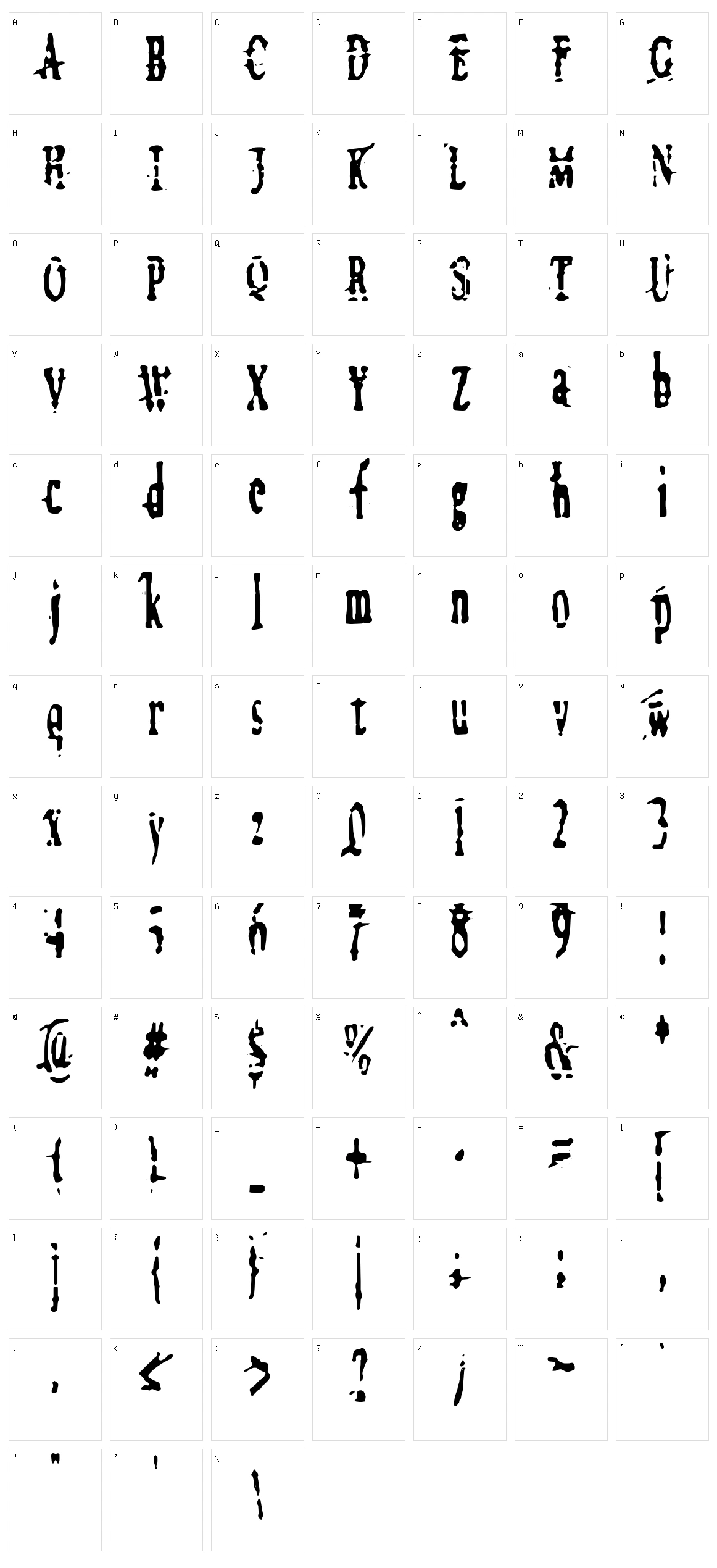 Megalomania X Character Set