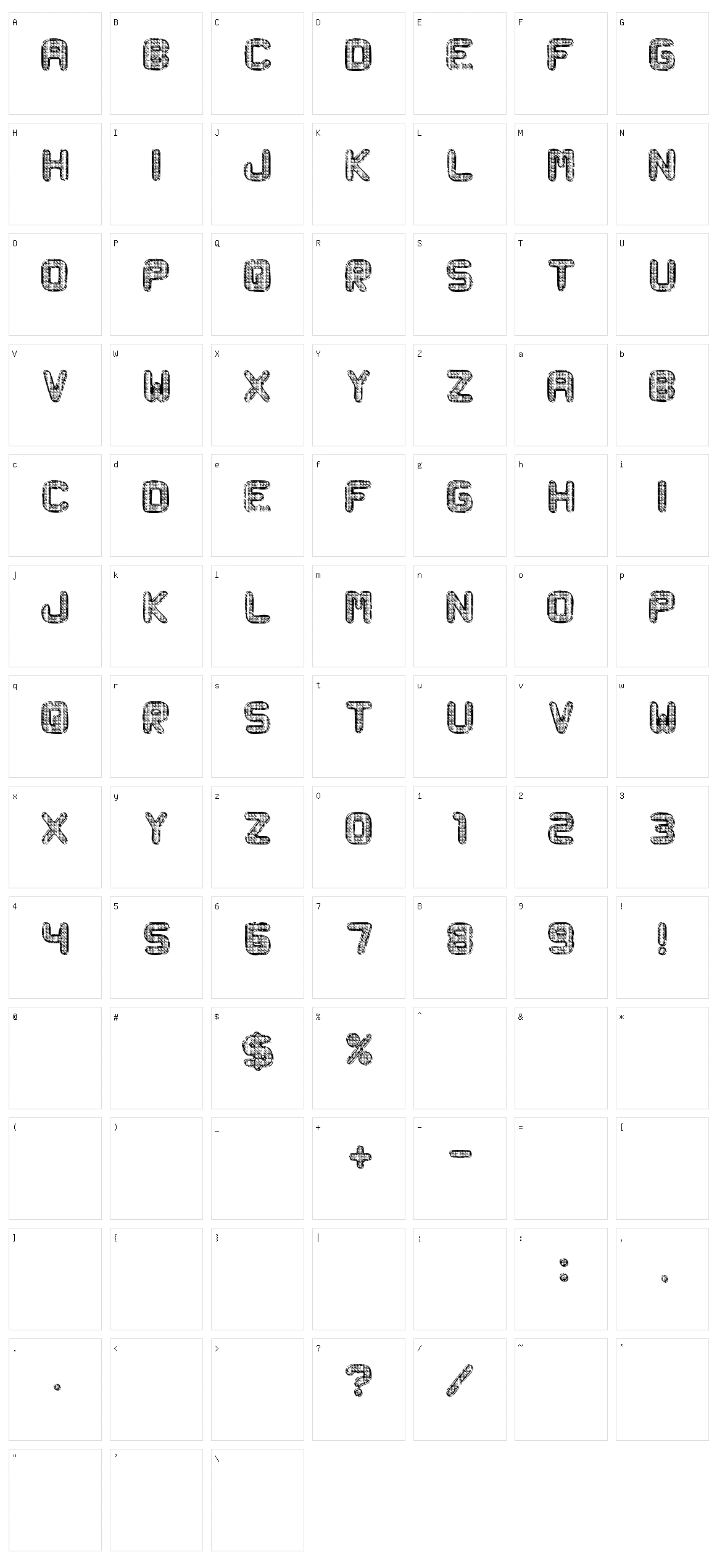 Metal Curvy Character Set