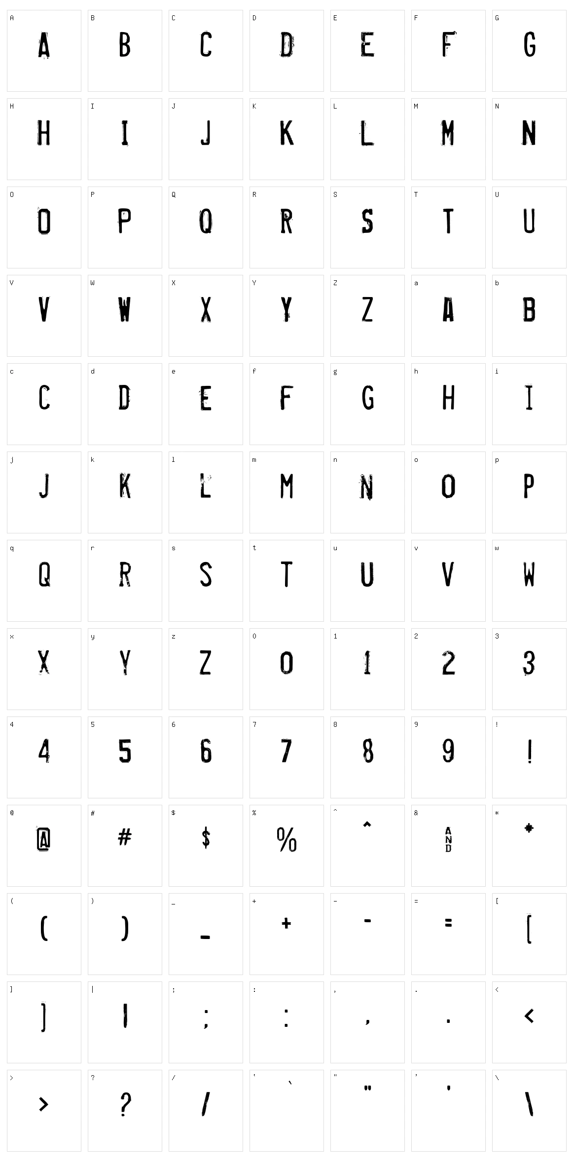 Misproject Character Set