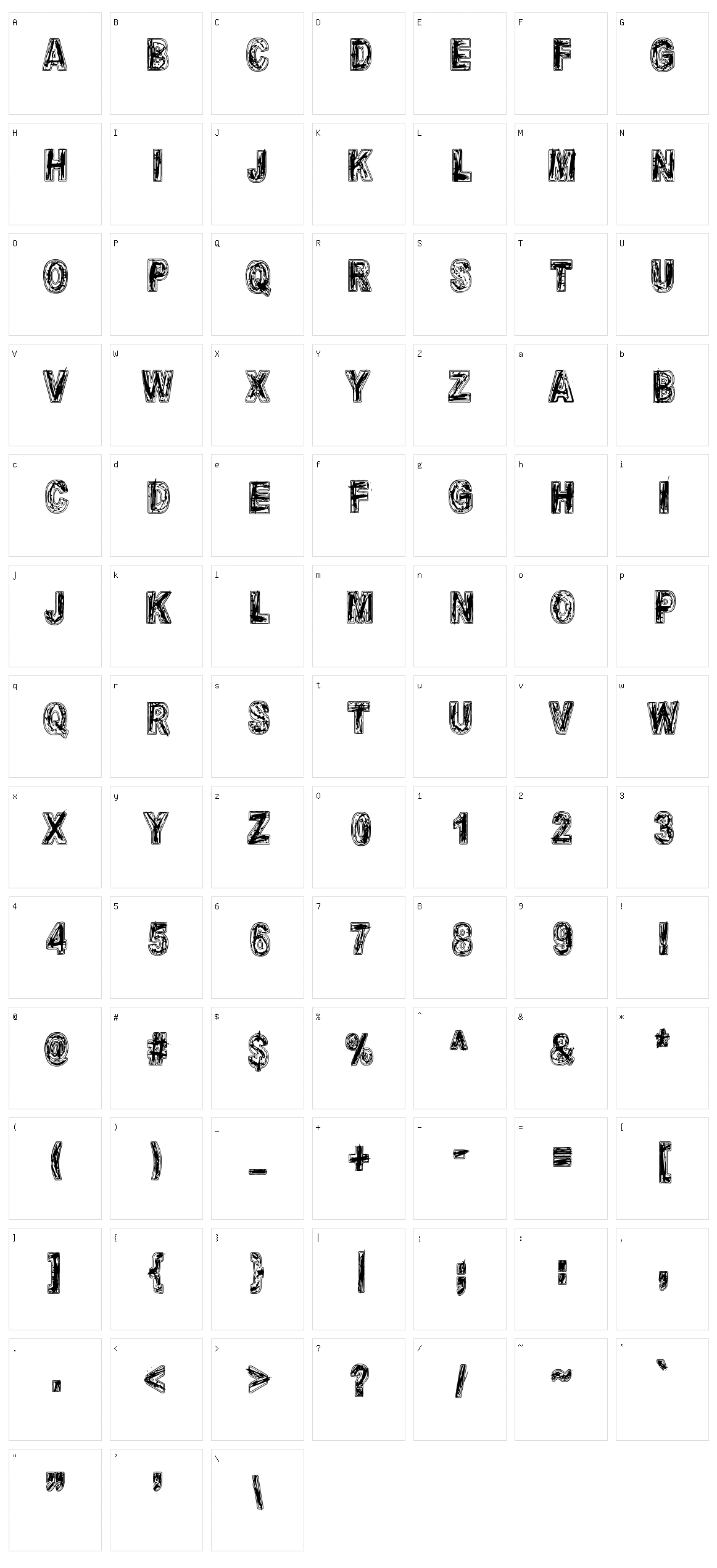 Molienda de piedra Character Set