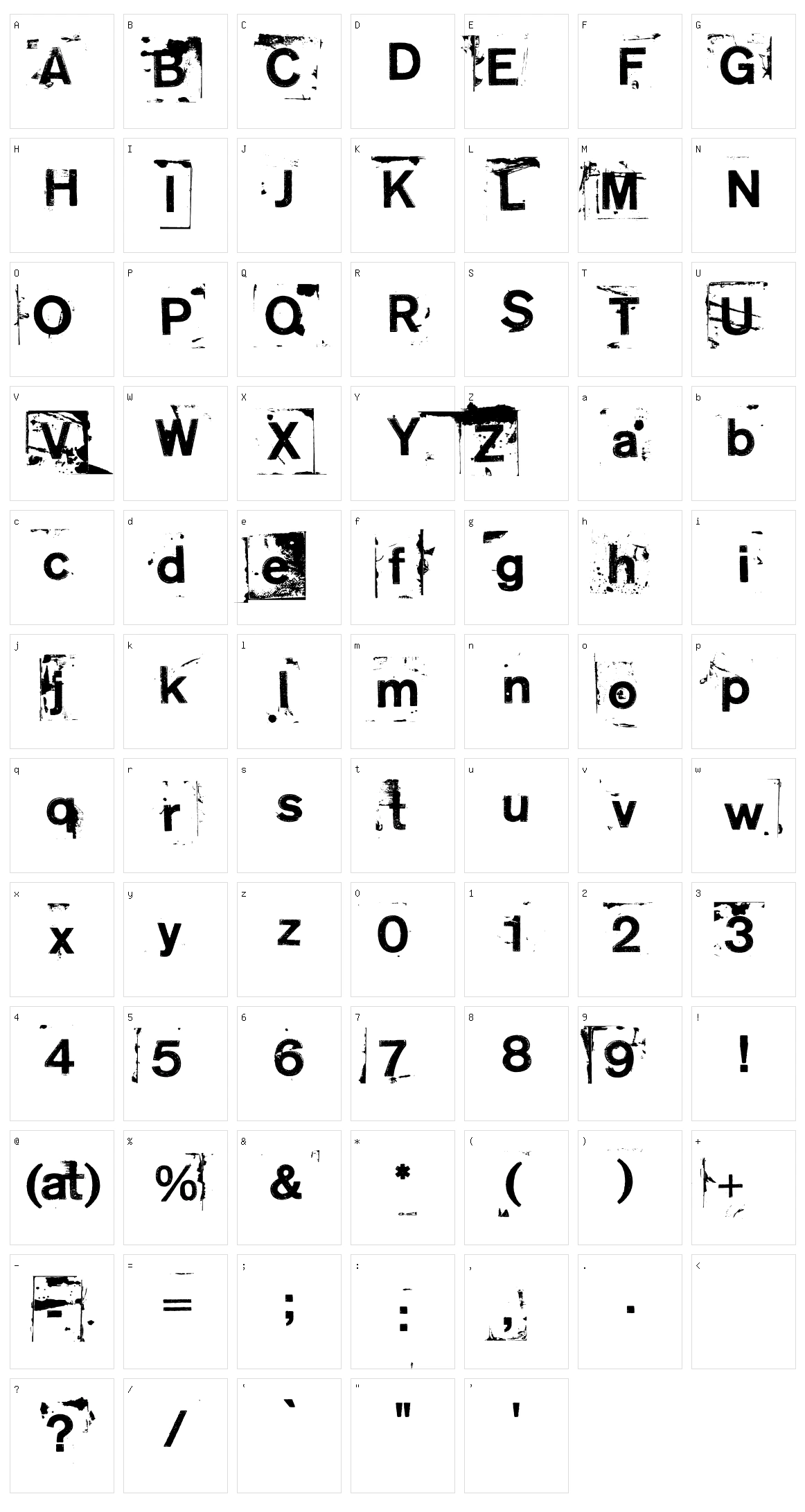 NeoPrint M319 Character Set