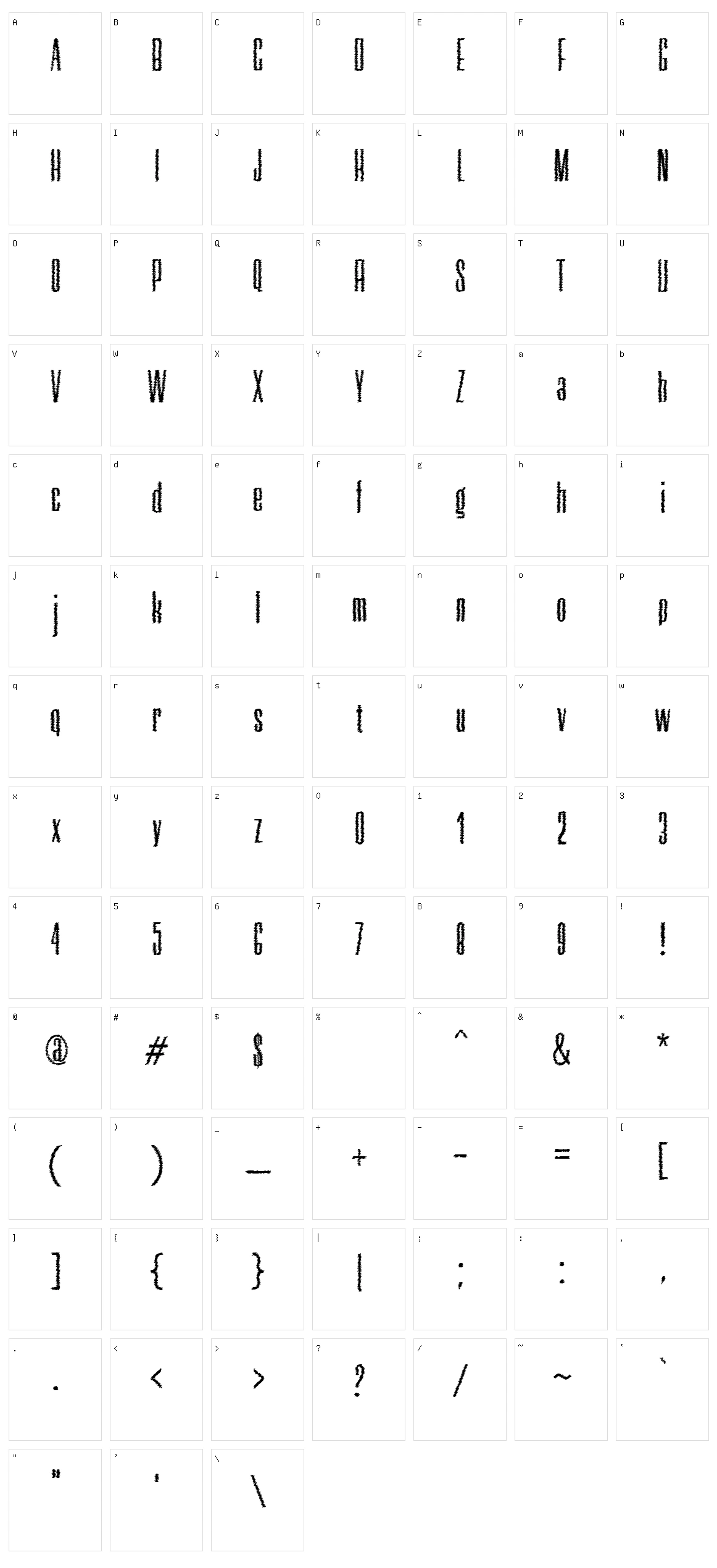 Neretta Trash Character Set