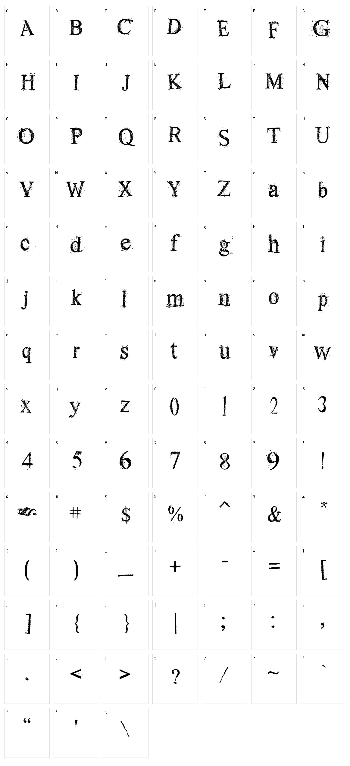 Old Dreams Character Set