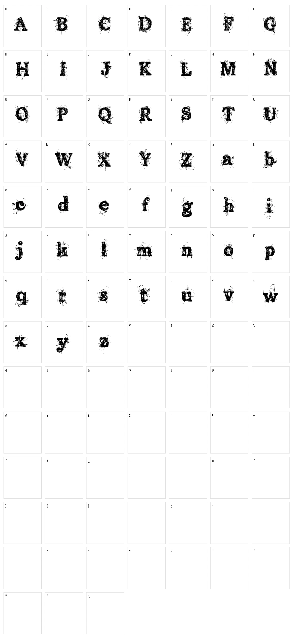 Old Printing Press Character Set