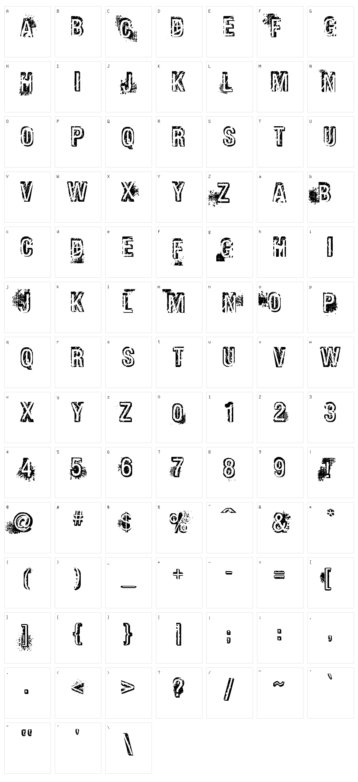 Phat Grunge Bold Character Set