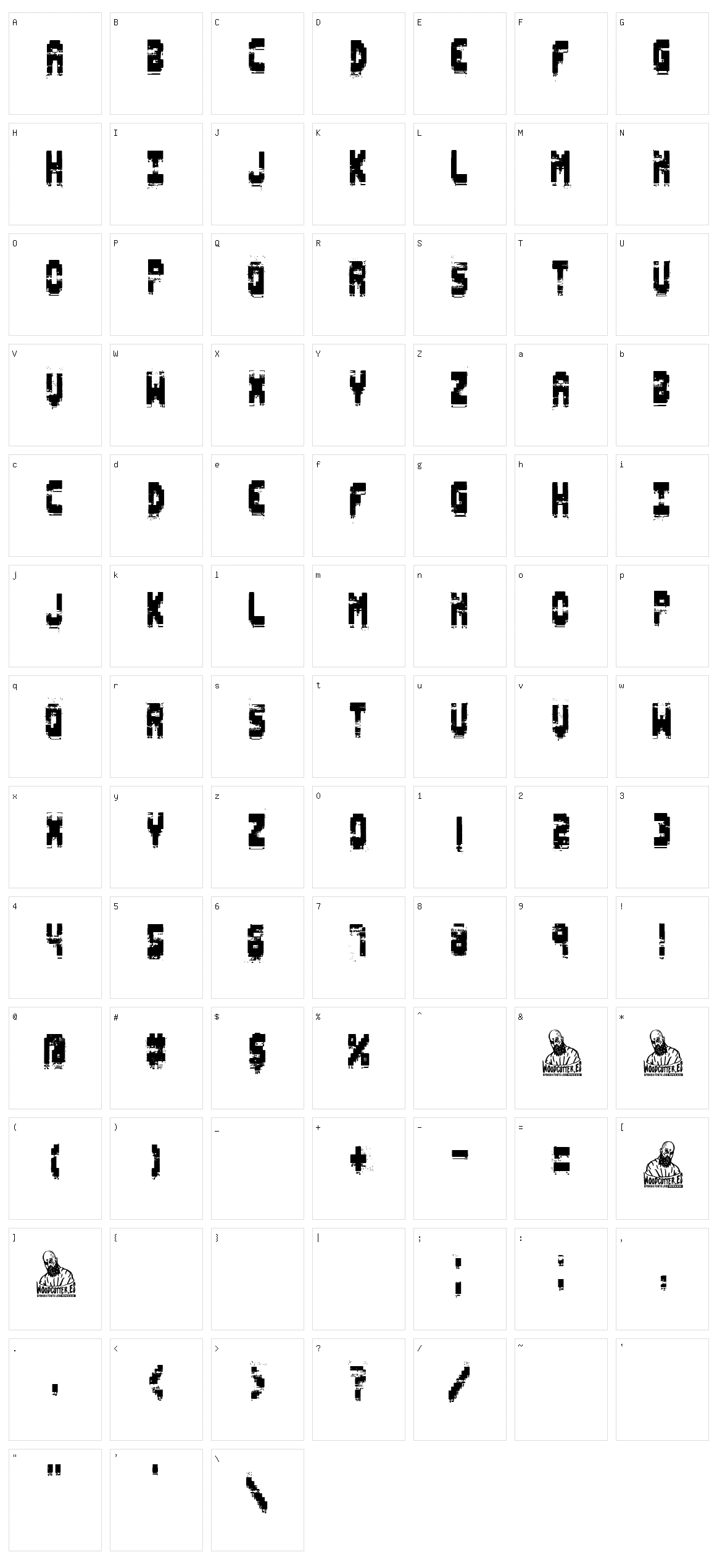 Pixel Destroyed Character Set