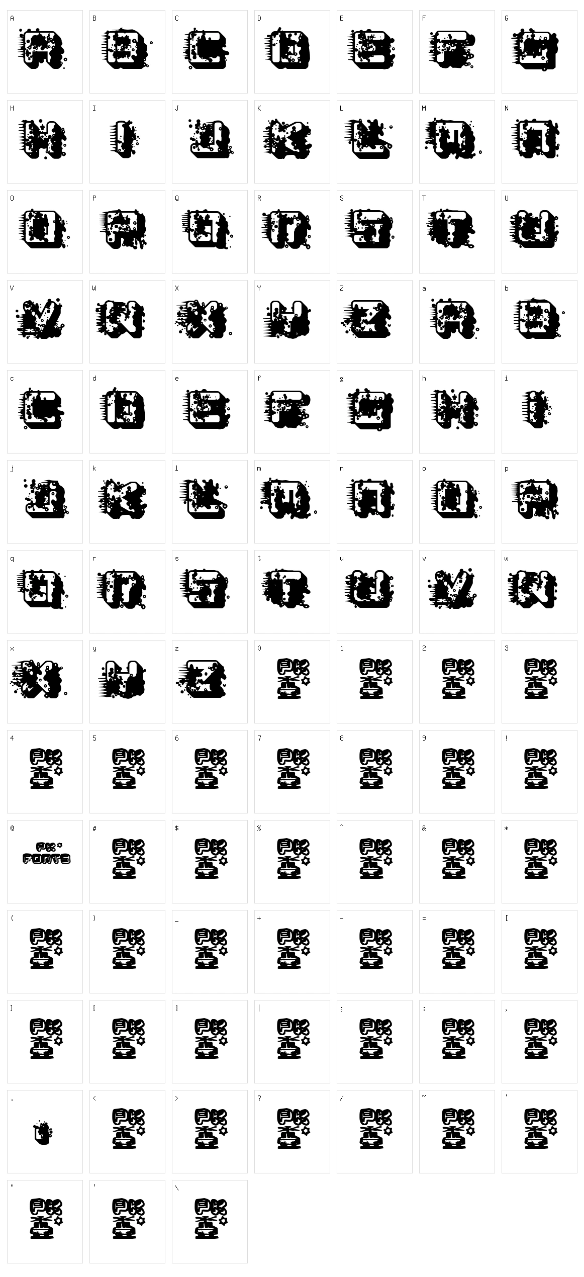 pk LSD Character Set