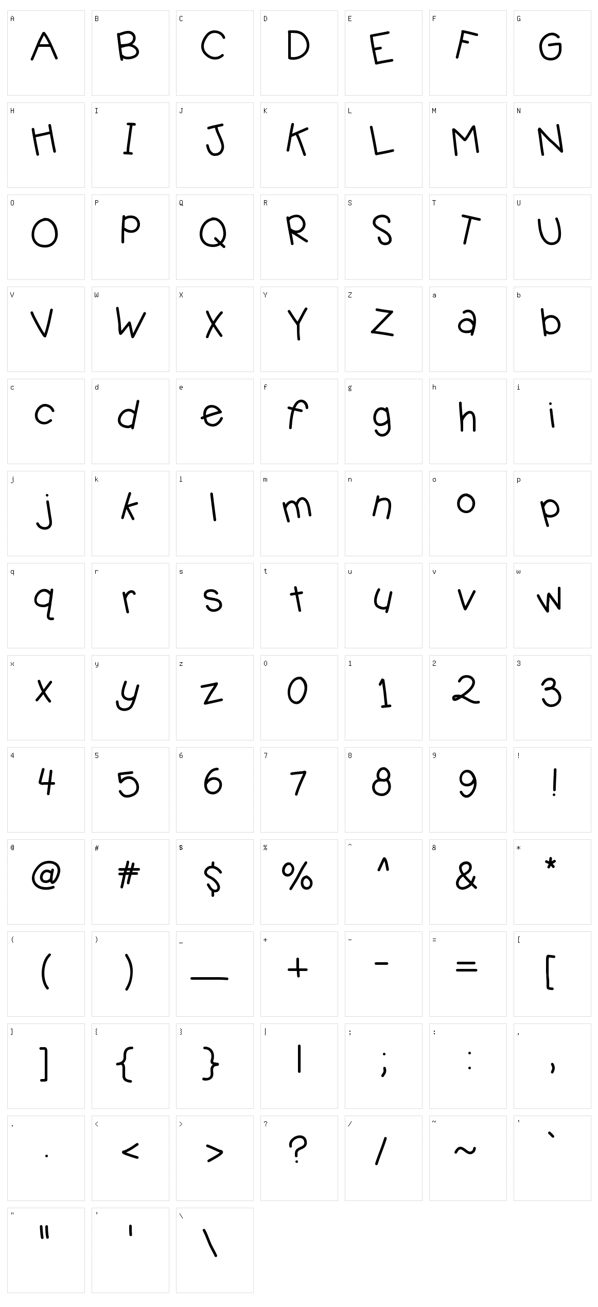 KB Jellybean Character Set