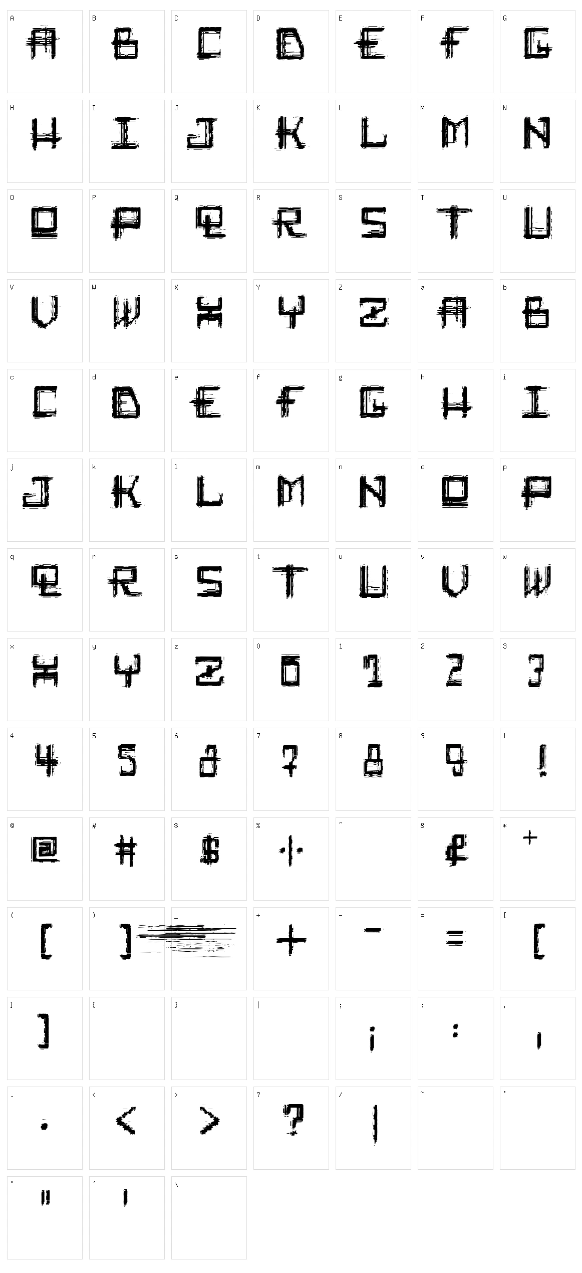 Rabid Science Character Set