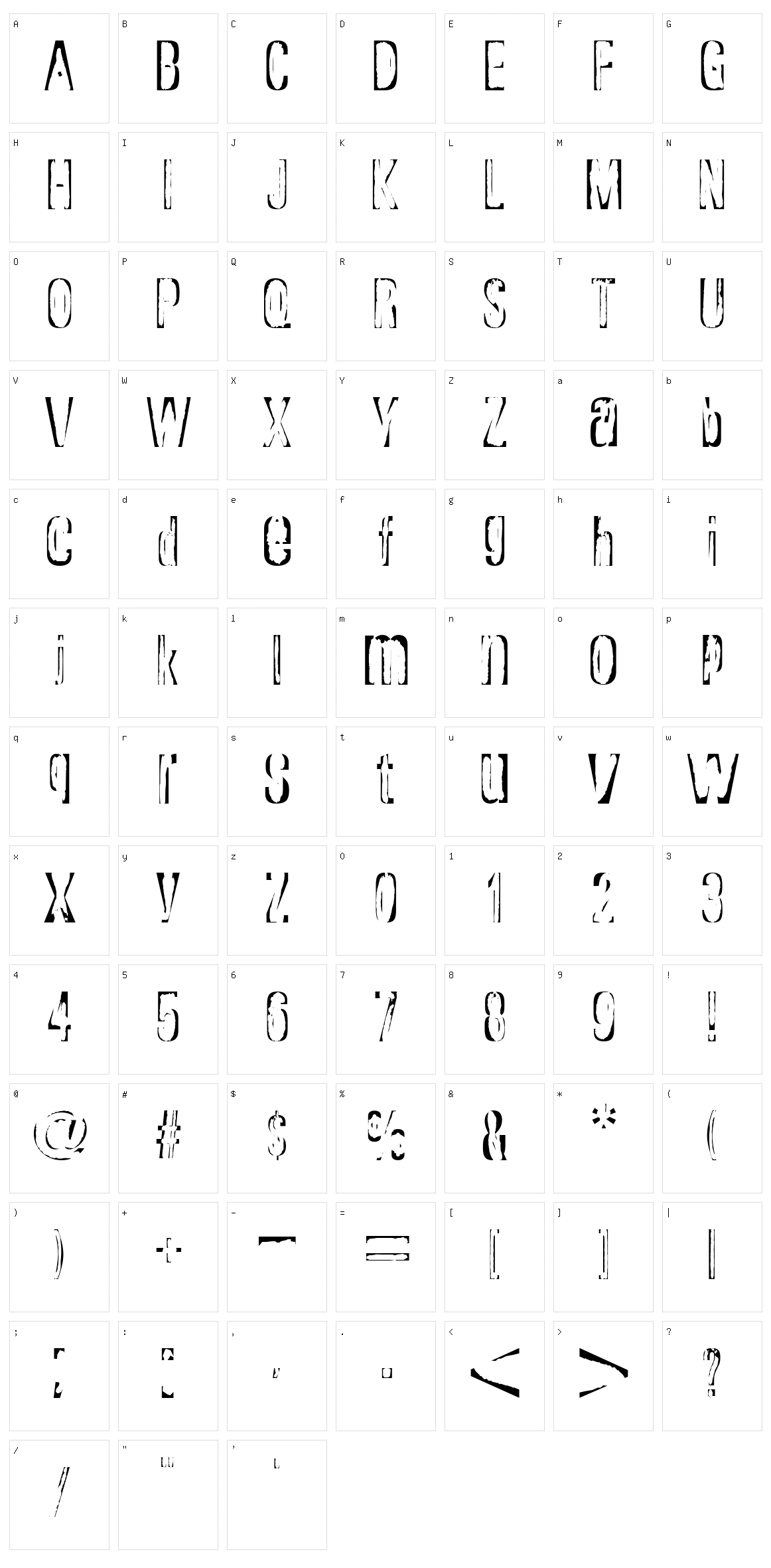 Rapture Character Set