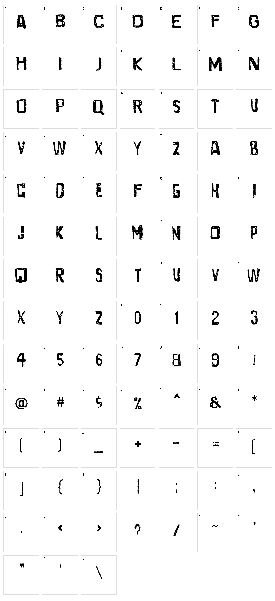 Santa Gravita Character Set