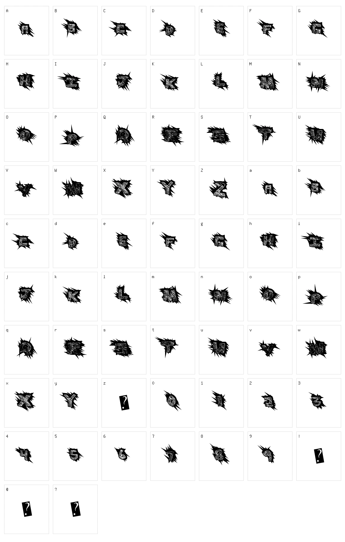 Scratchingly Character Set