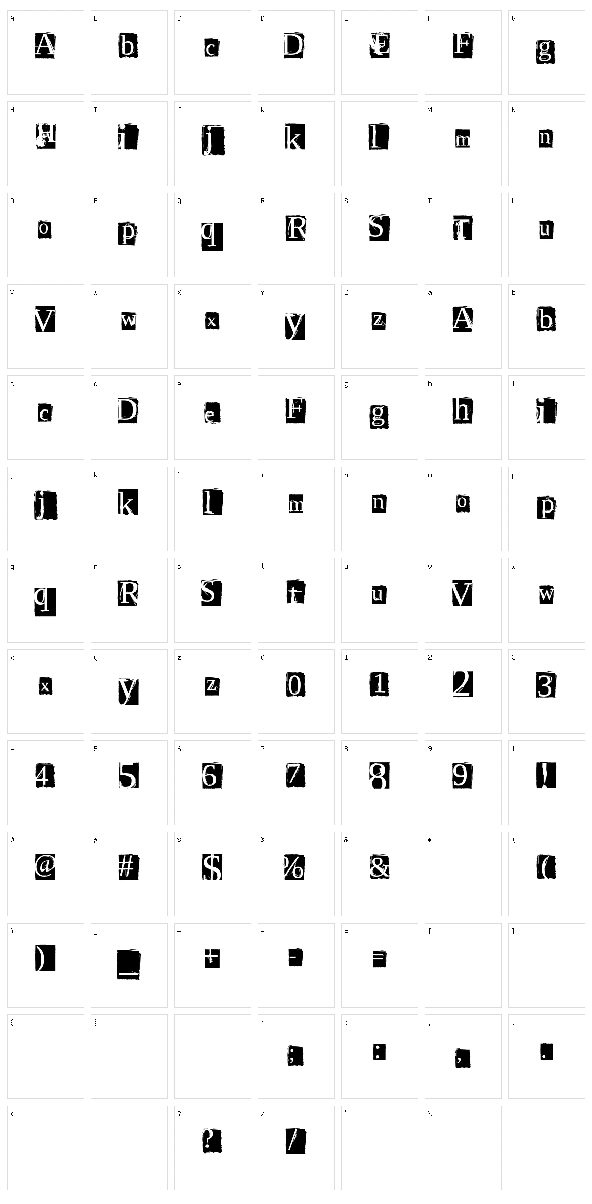 Script Serif Character Set