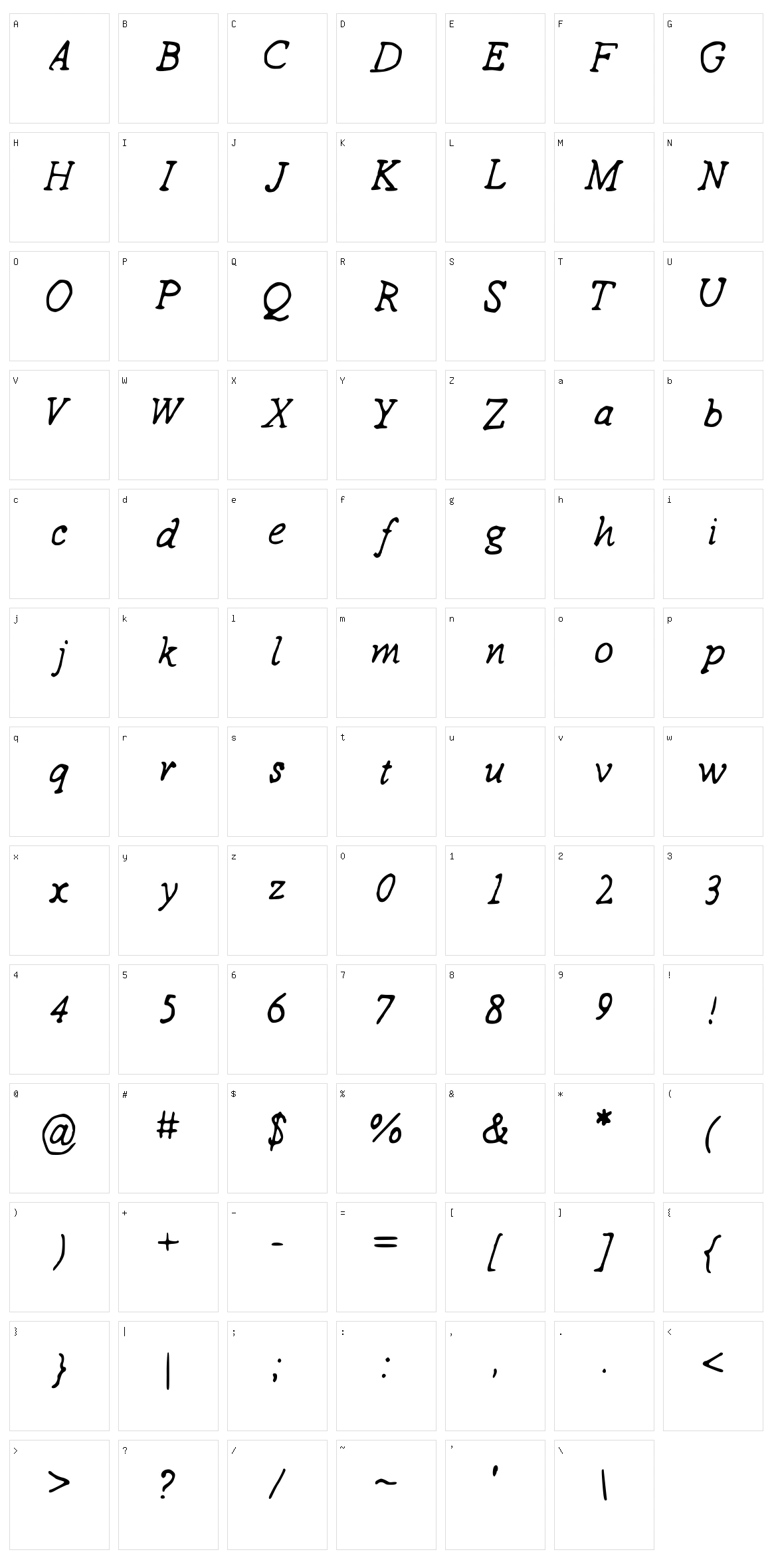 Drew Handwriting Character Set