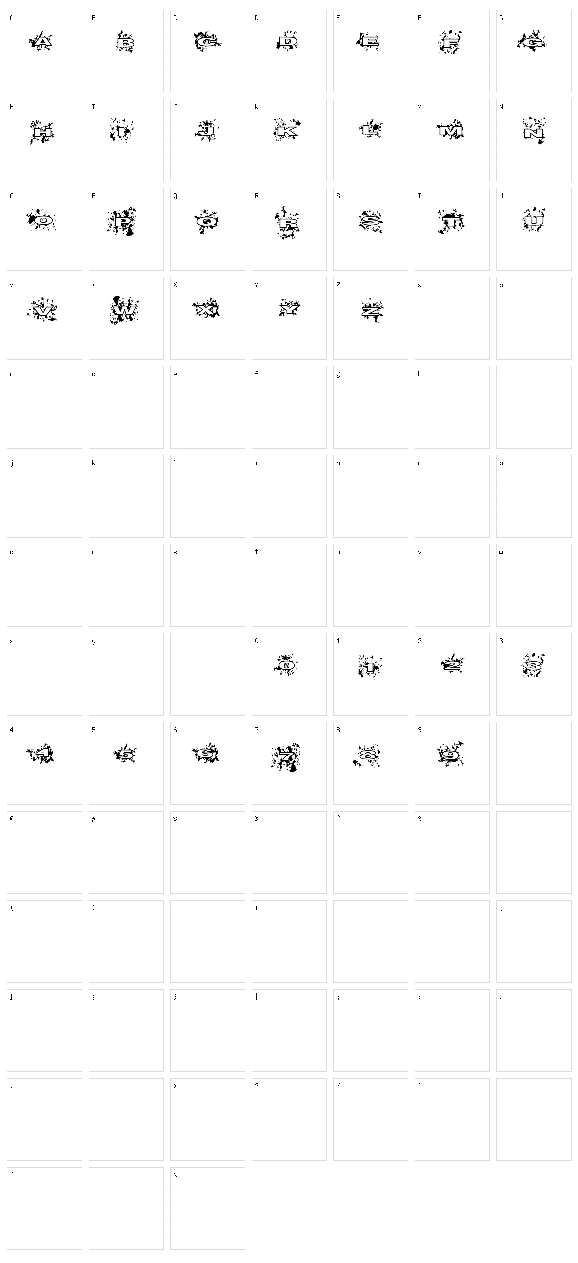 Splatish Character Set