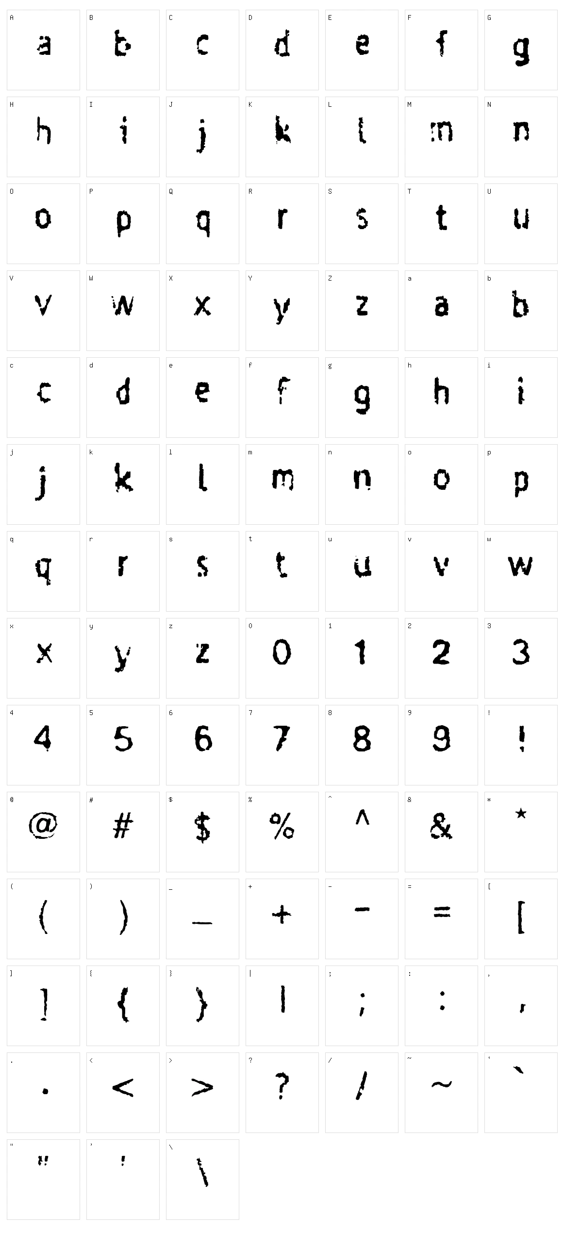 Taigatrust Character Set