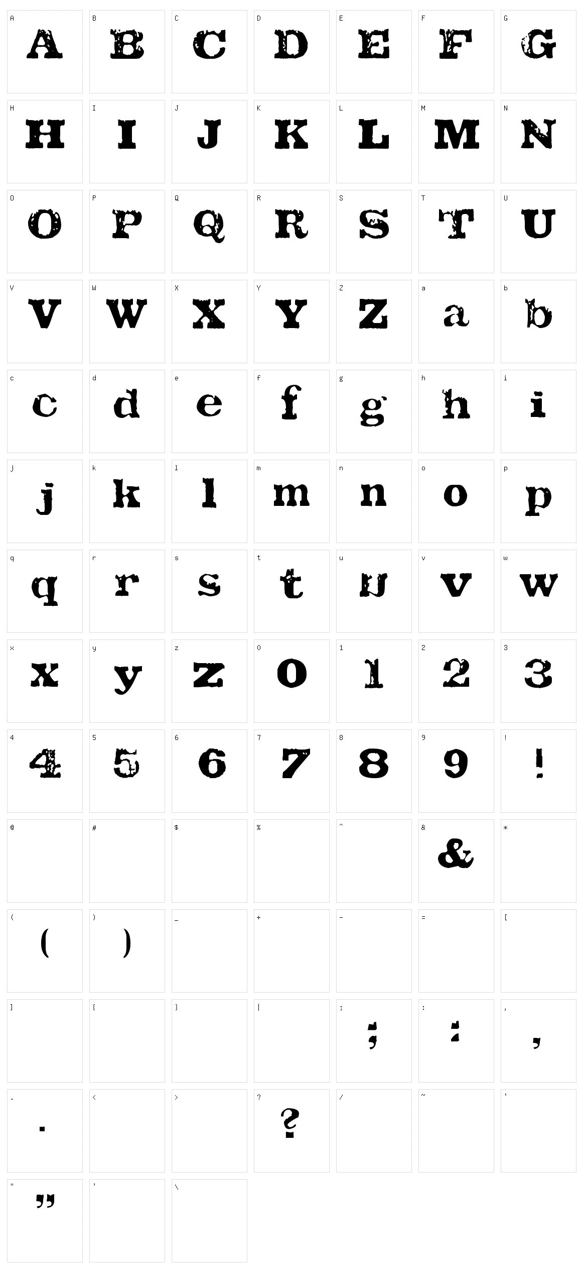 Tatu LA Character Set