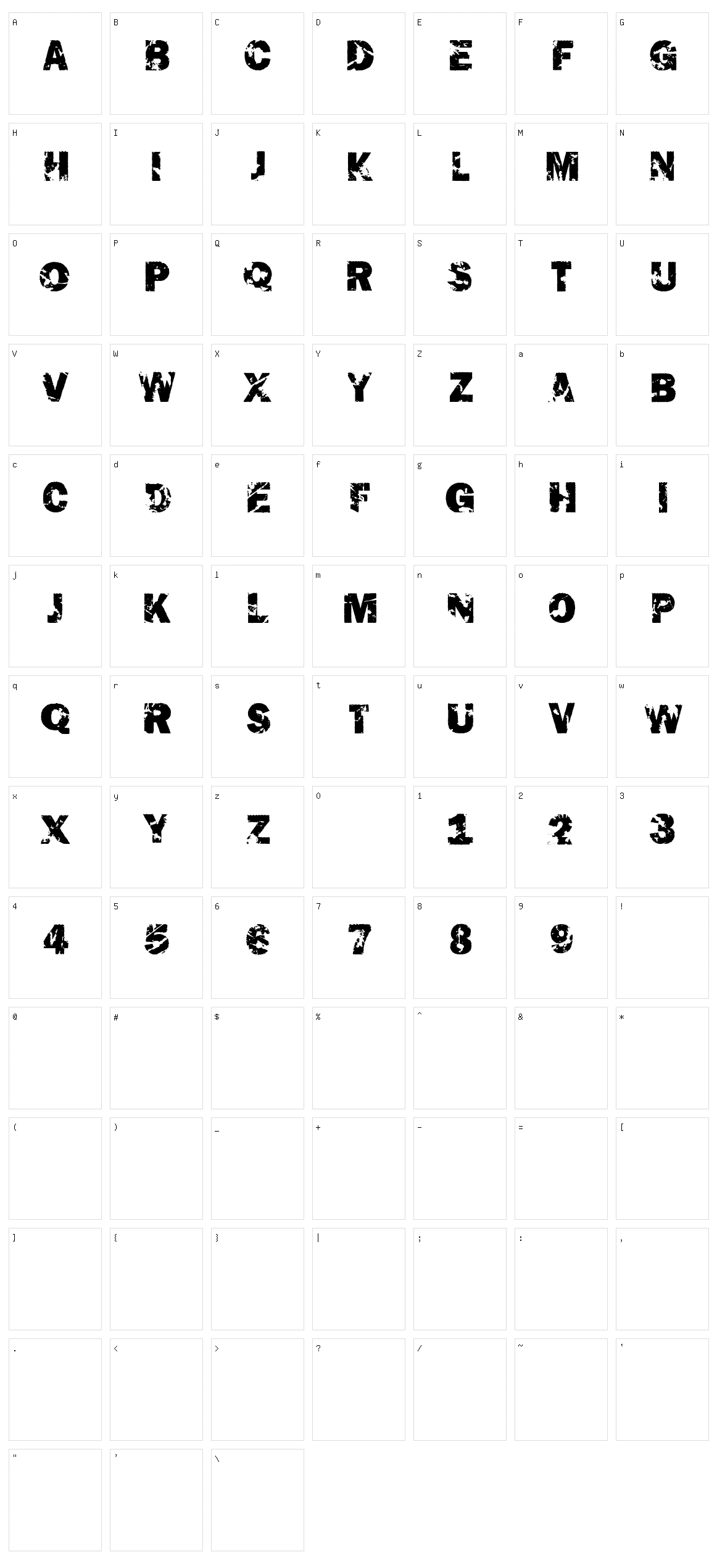 The End Font Character Set