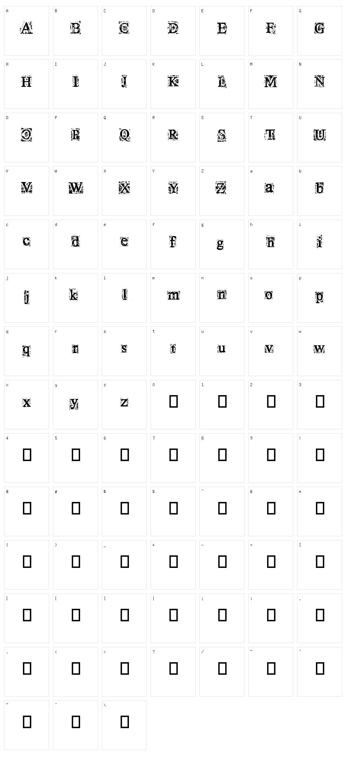 Times New Omen Character Set