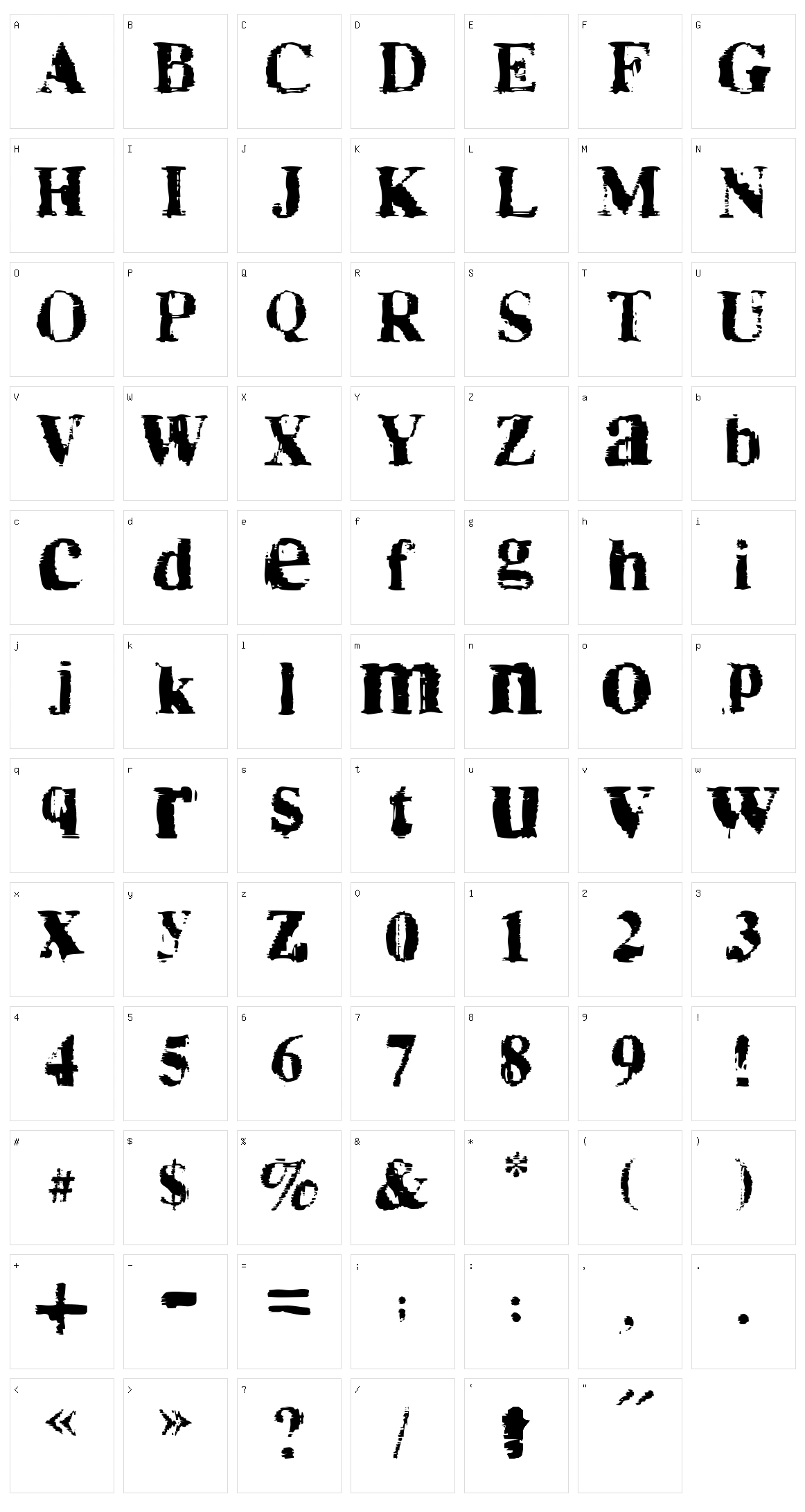 Times No Roman Character Set
