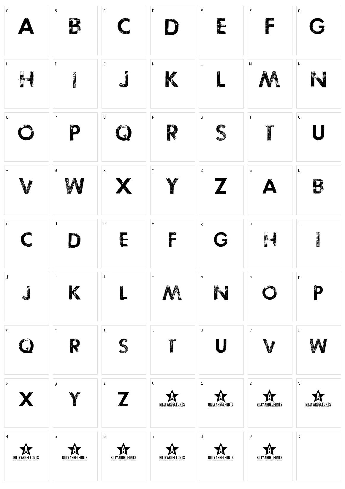 Tosca Zero Character Set