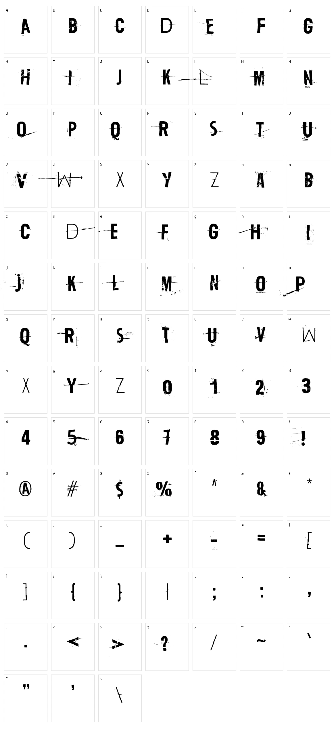 Trash Zydego Character Set