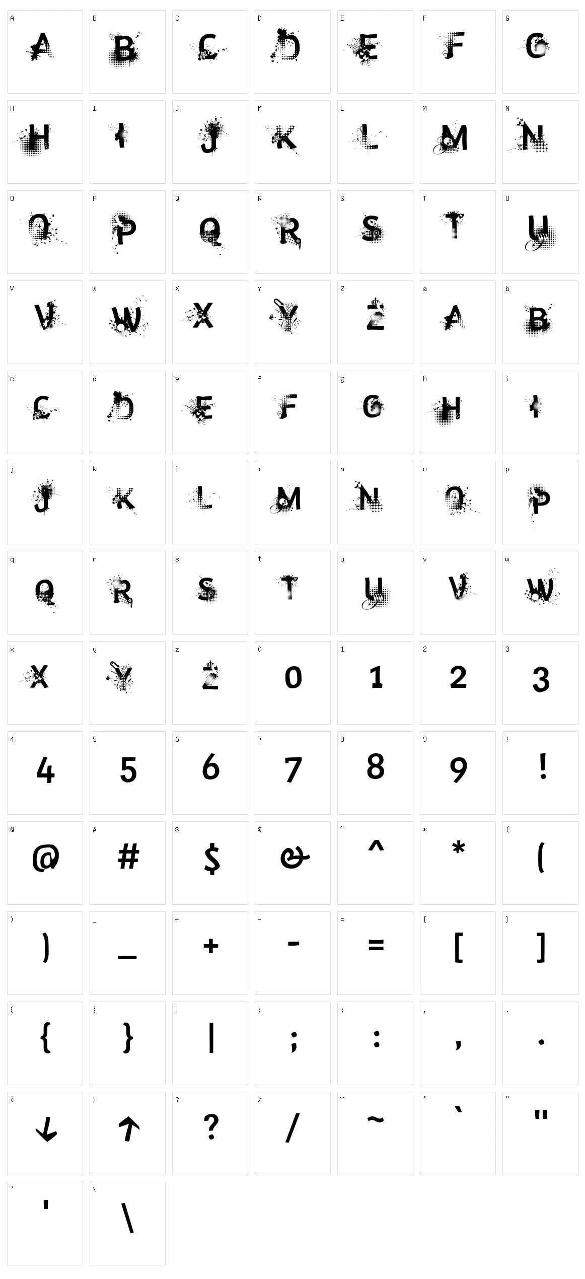 Trashco Character Set