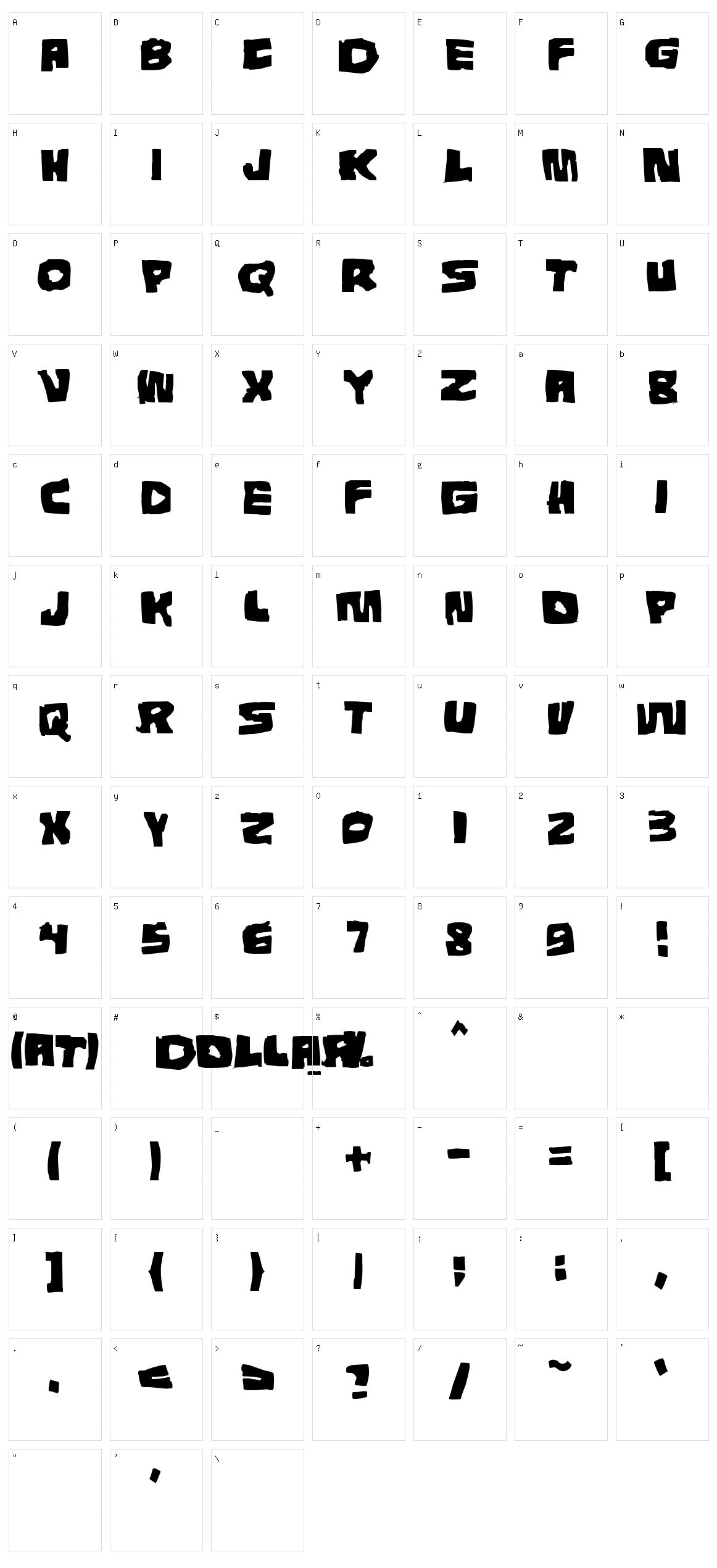 Tunnepinta Character Set