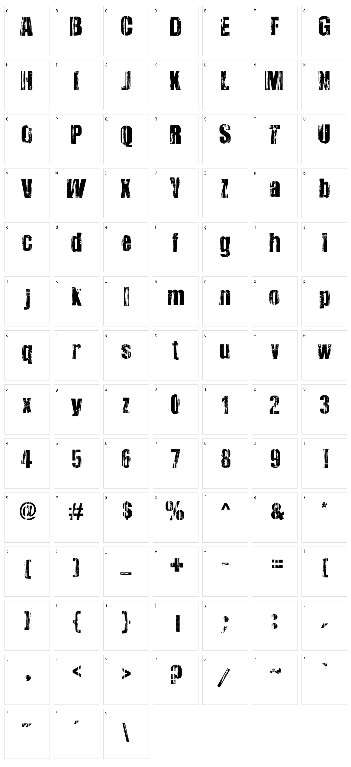 Very Damaged Character Set