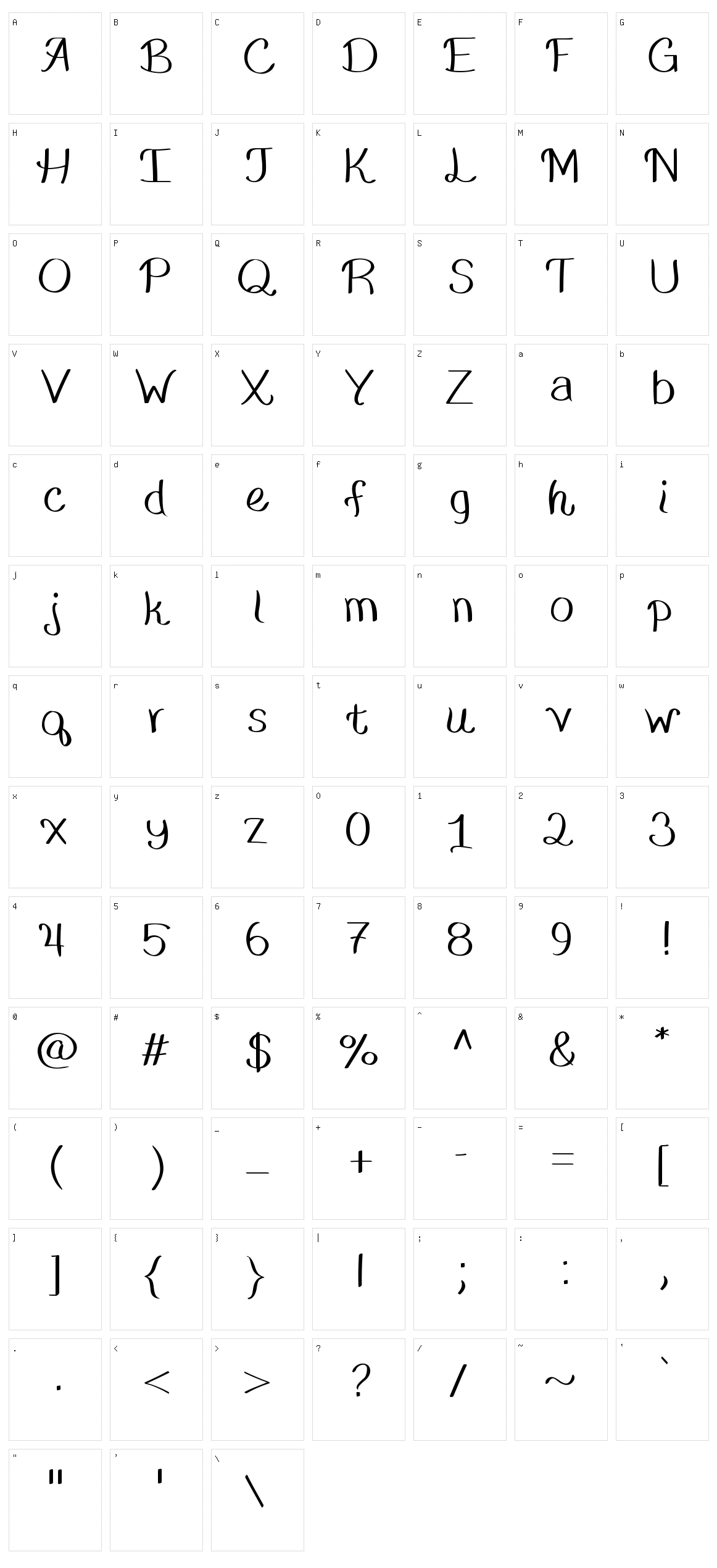 Asiago Character Set